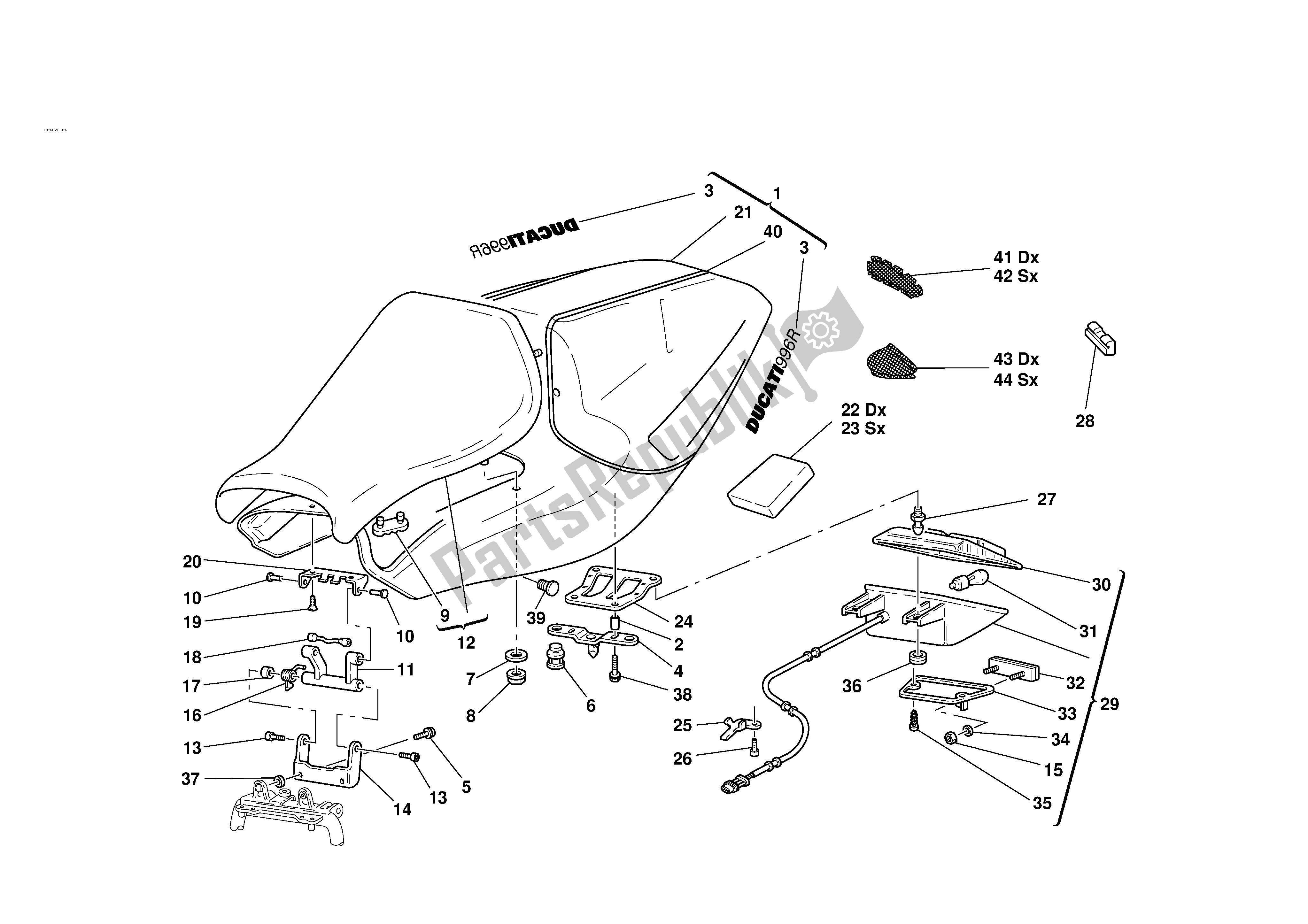 Tutte le parti per il Posto A Sedere del Ducati 996R 2001