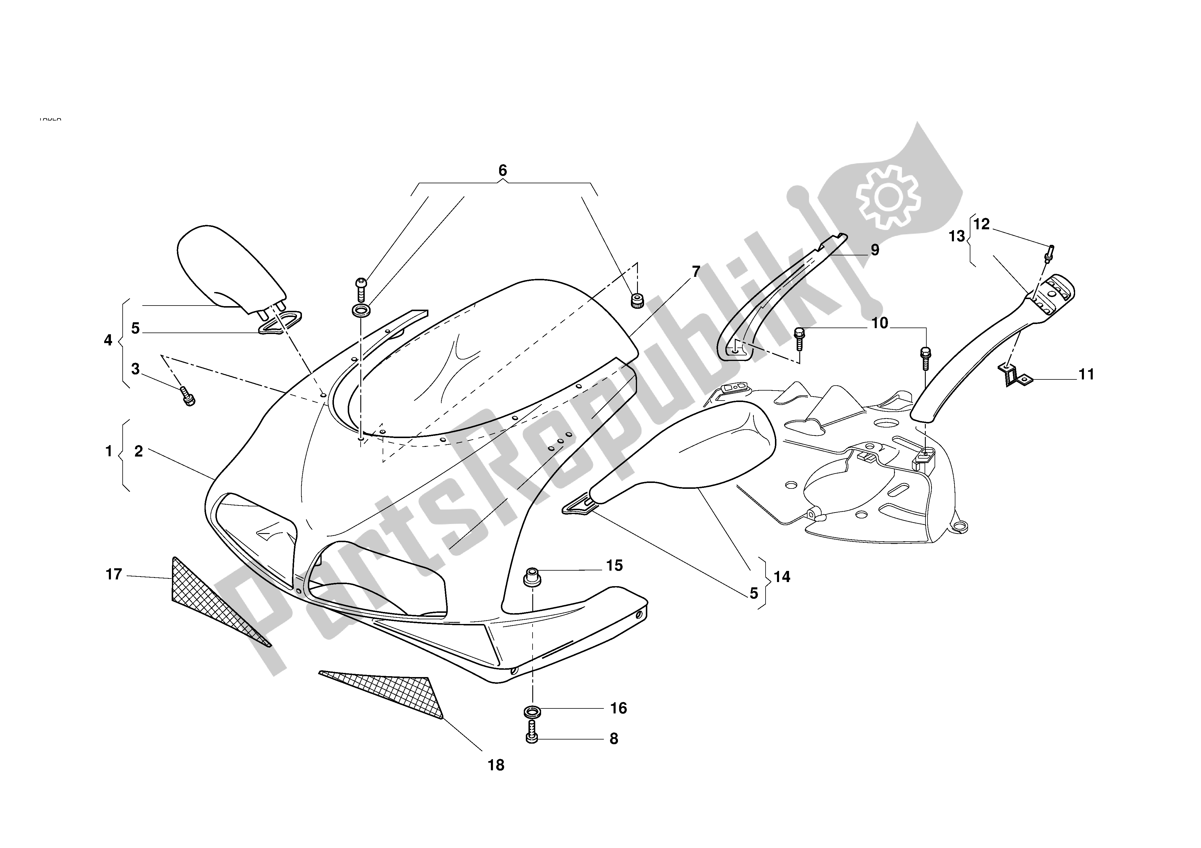 Tutte le parti per il Carenatura Del Faro del Ducati 996R 2001