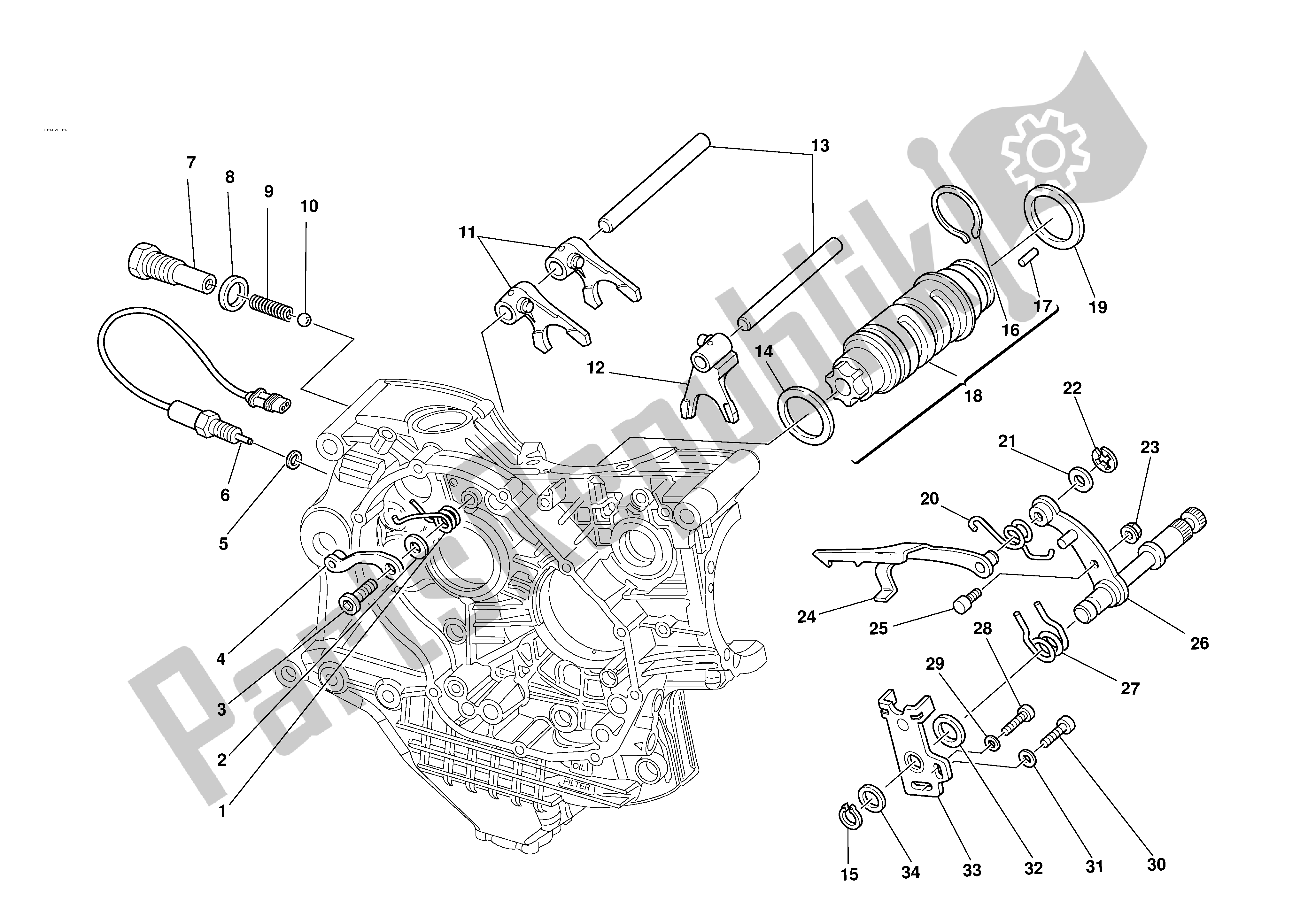 Todas las partes para Cambio De Marcha de Ducati 996R 2001