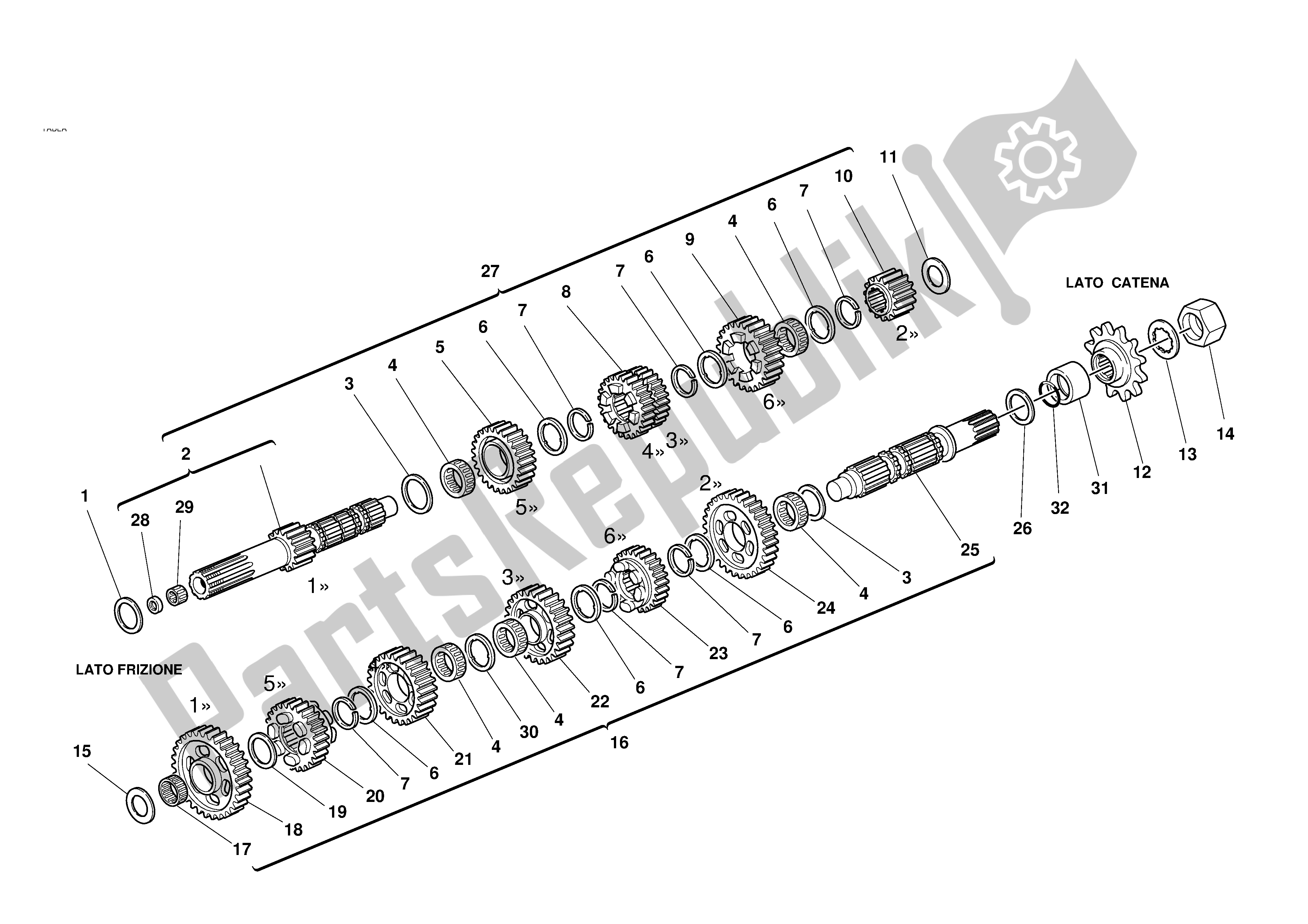 Todas las partes para Caja De Cambios de Ducati 996R 2001