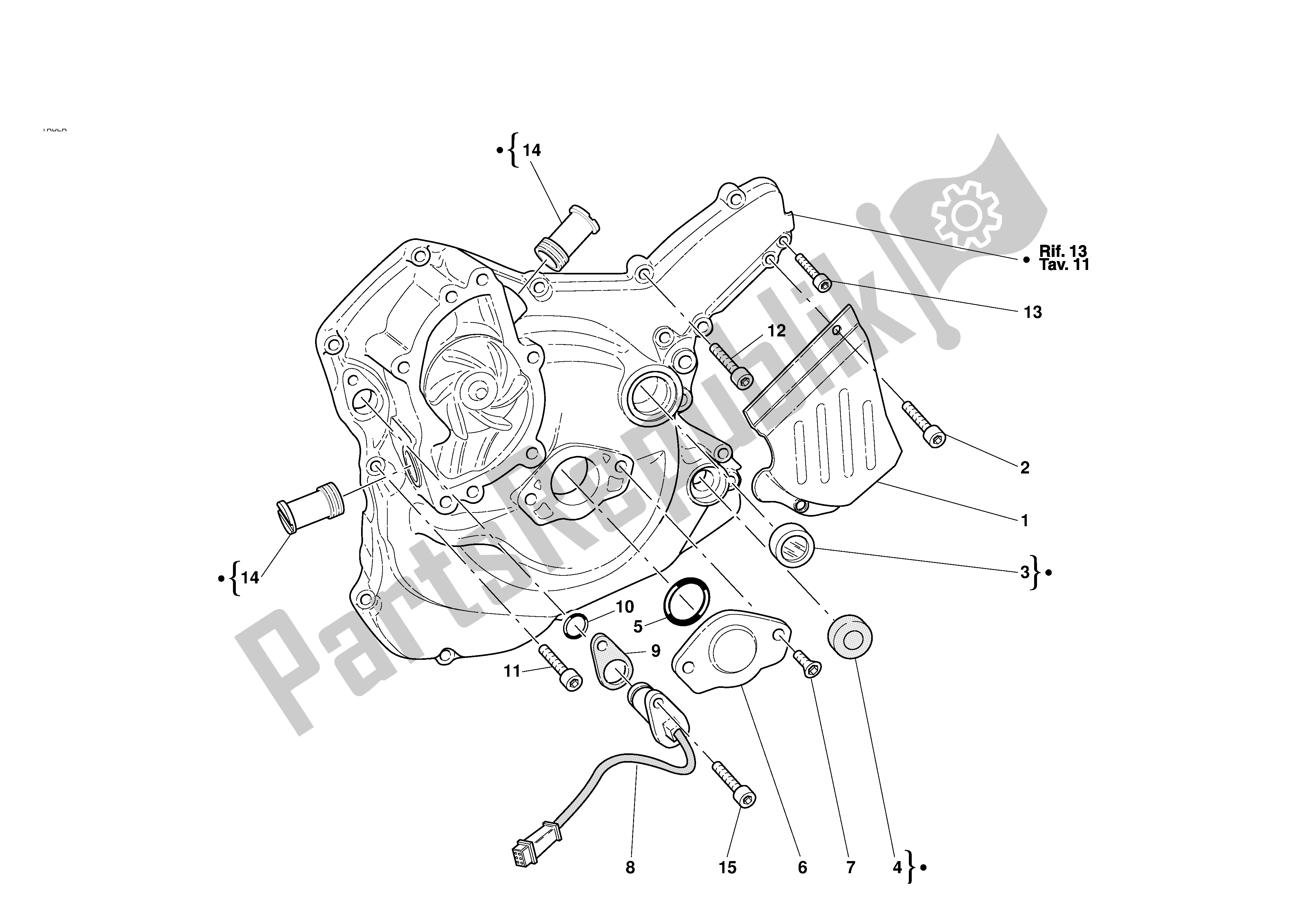 Todas las partes para Bomba De Agua -cubierta Del Alternador de Ducati 996R 2001