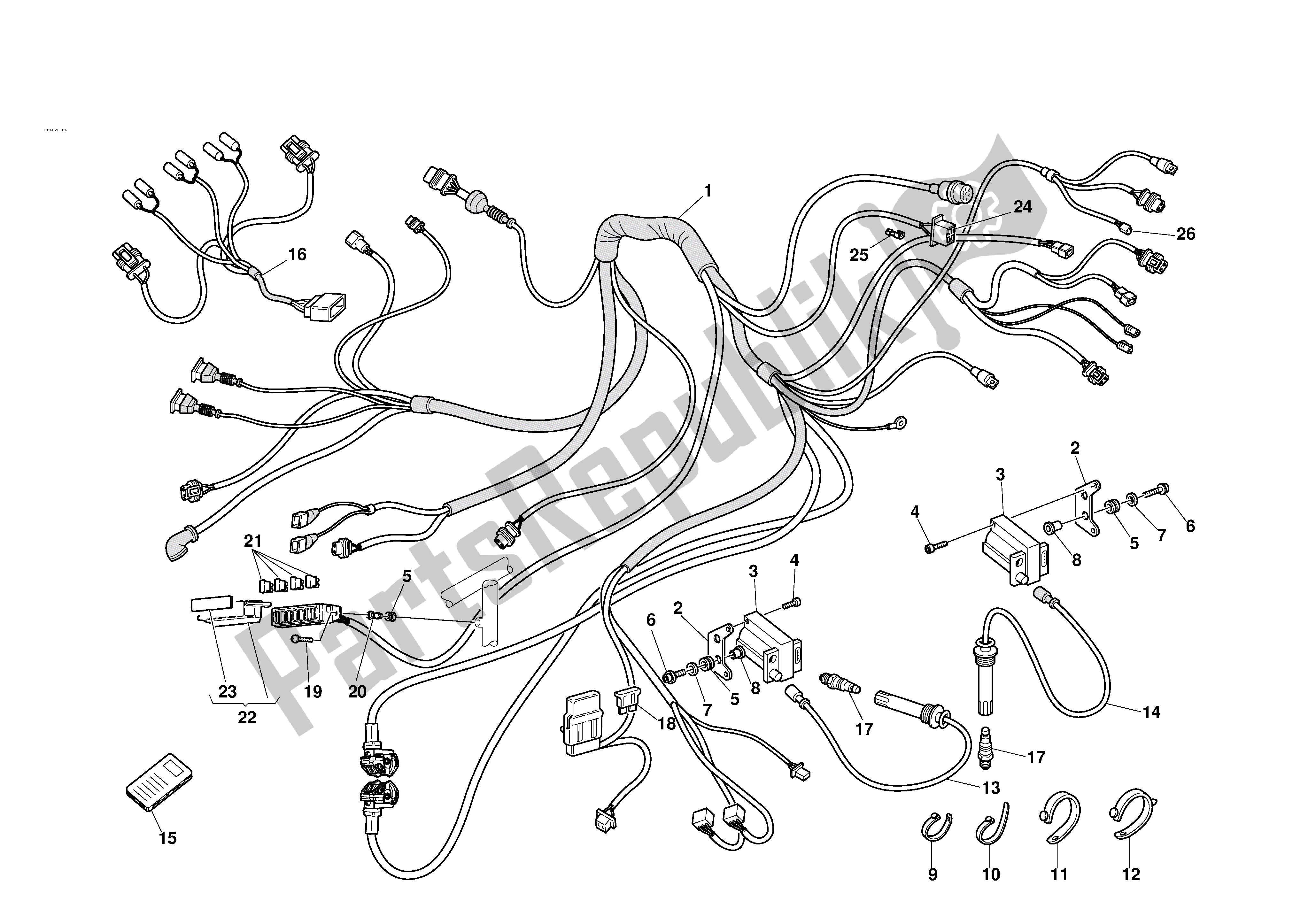 Tutte le parti per il Sistema Di Iniezione del Ducati 996R 2001