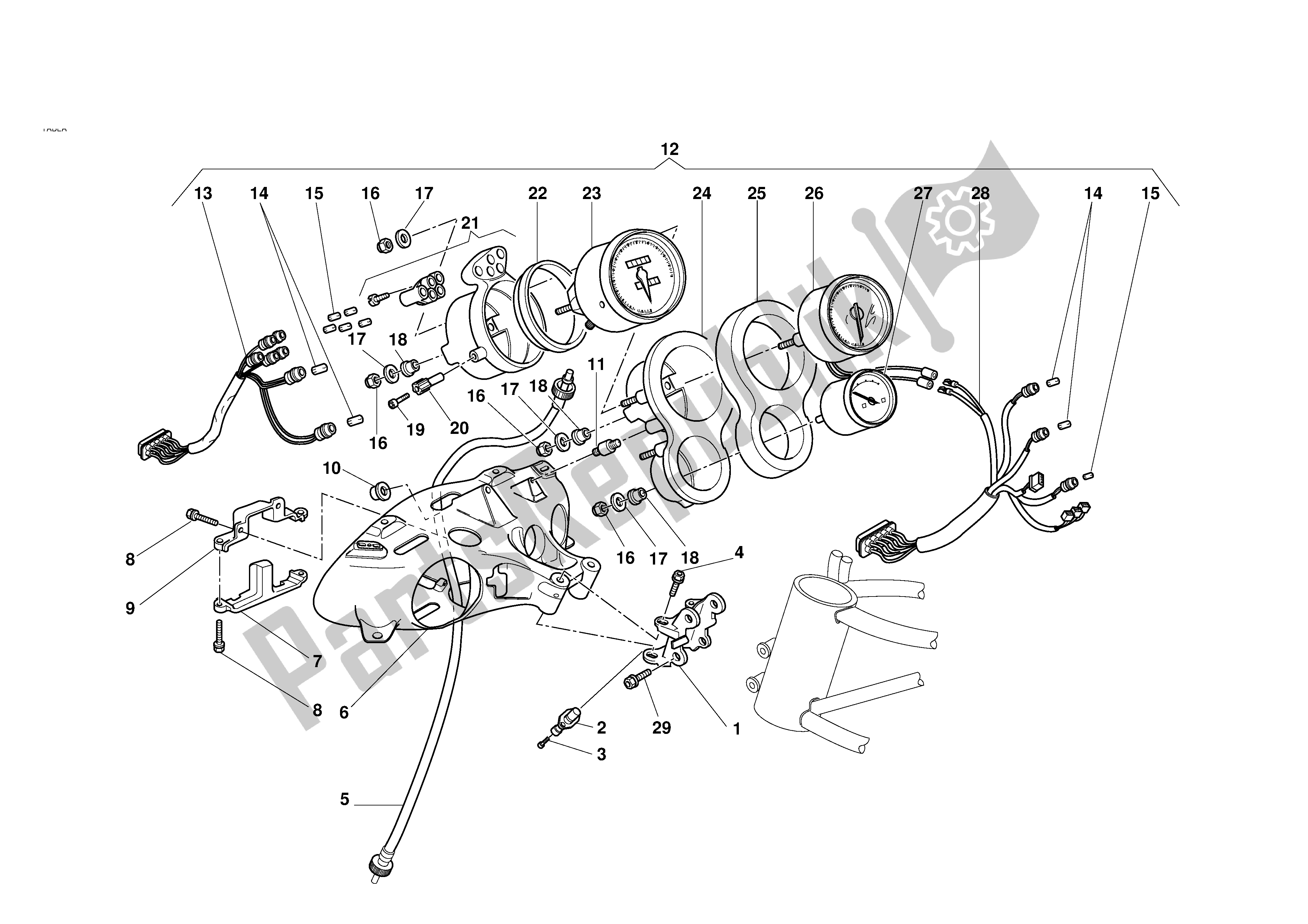 Tutte le parti per il Pannello Degli Strumenti del Ducati 996R 2001