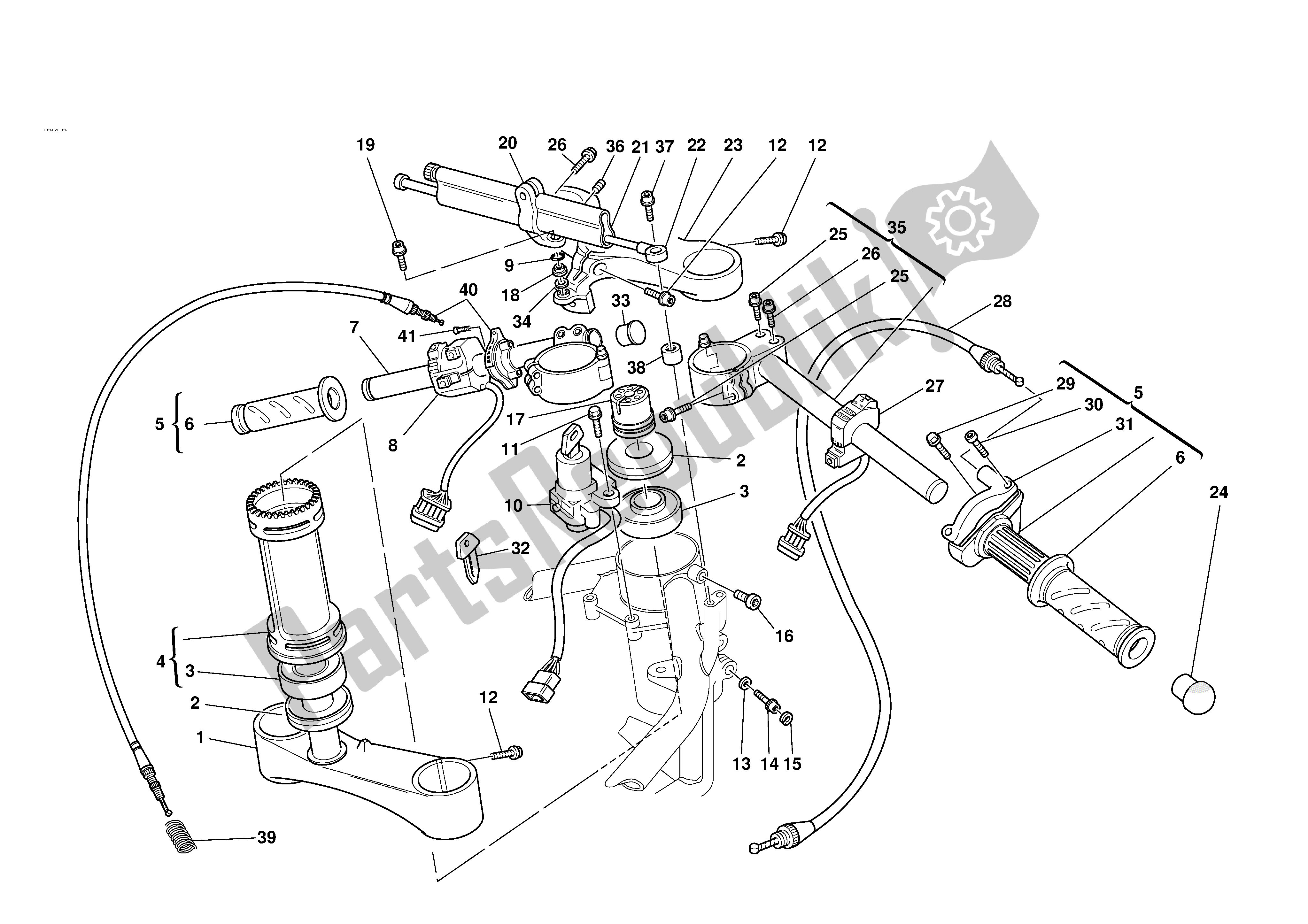 Tutte le parti per il Mezzo Manubrio-ammortizzatore-assorbitore del Ducati 996R 2001