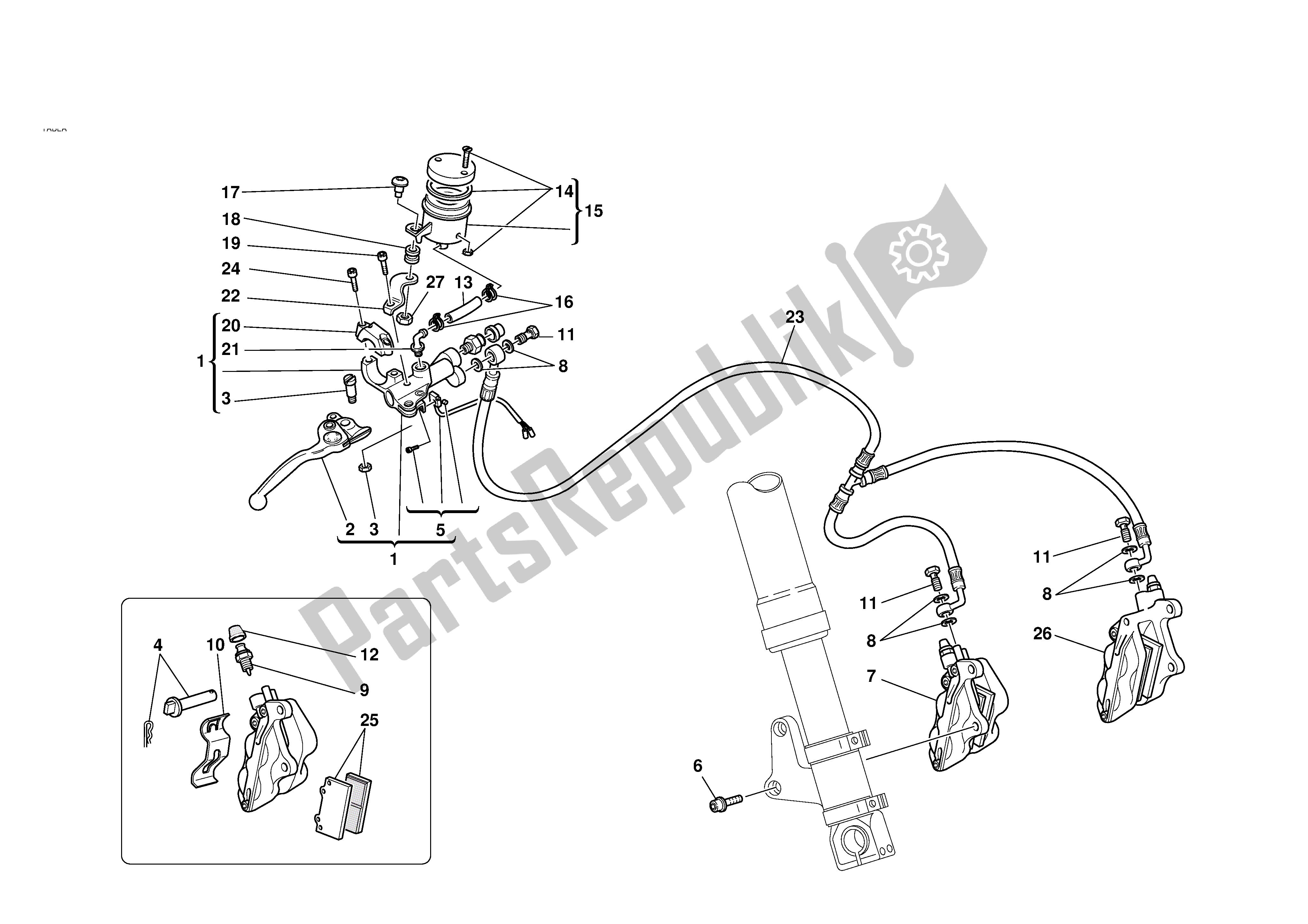 Todas las partes para Freno Hidráulico Delantero de Ducati 996S Biposto 2001