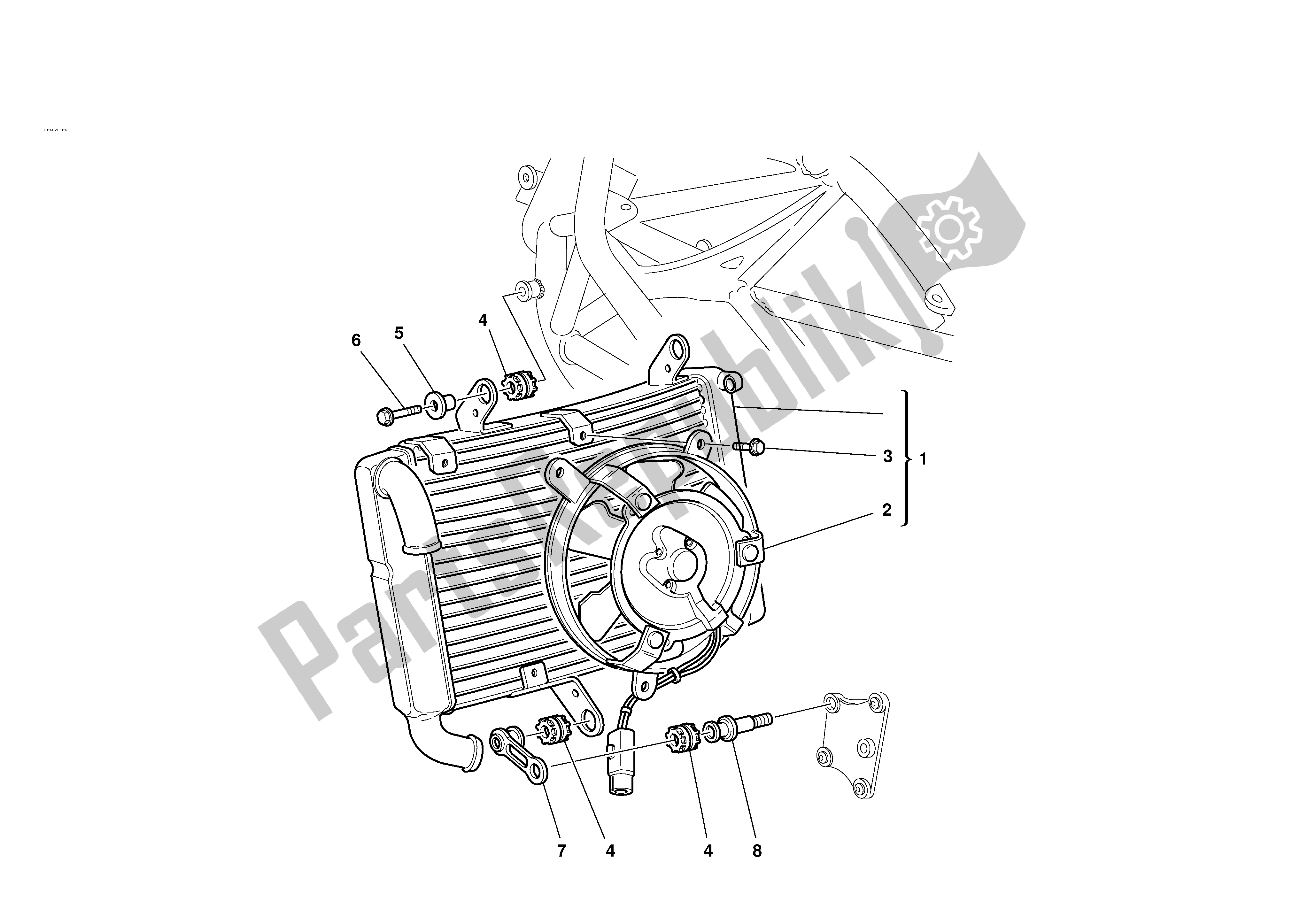 Tutte le parti per il Radiatore Acqua Assy del Ducati 996S Biposto 2001