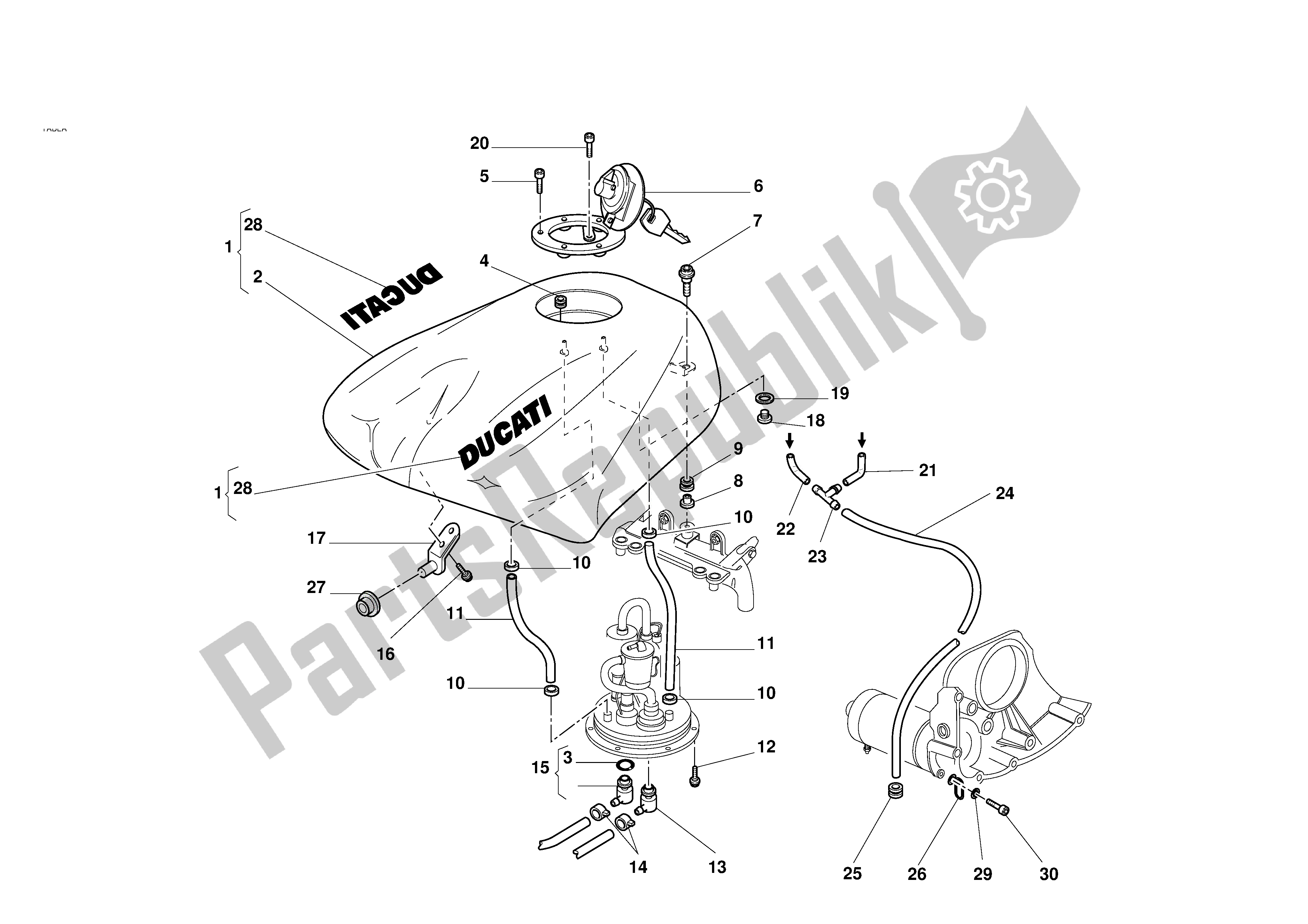 Todas las partes para Depósito De Combustible de Ducati 996S Biposto 2001