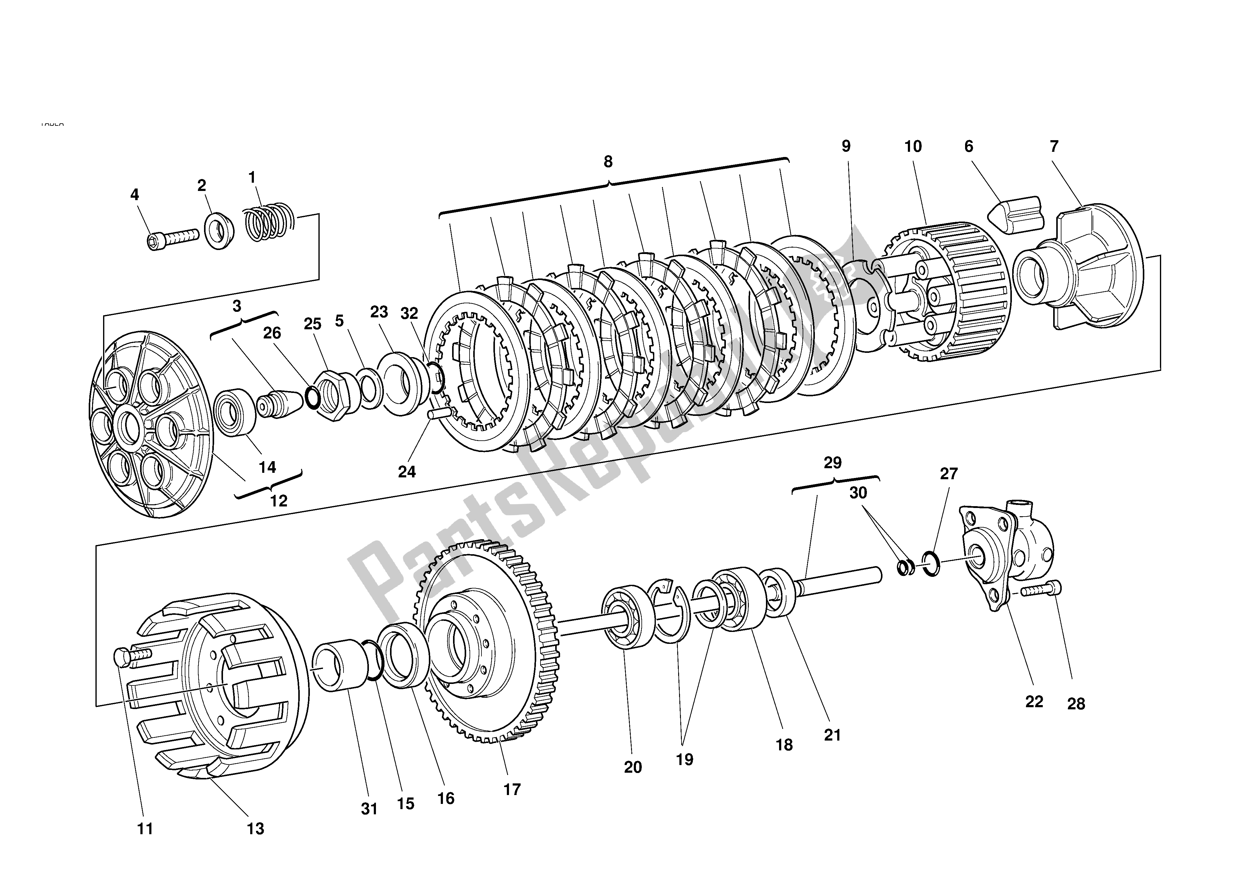 Alle onderdelen voor de Koppeling van de Ducati 996S Biposto 2001