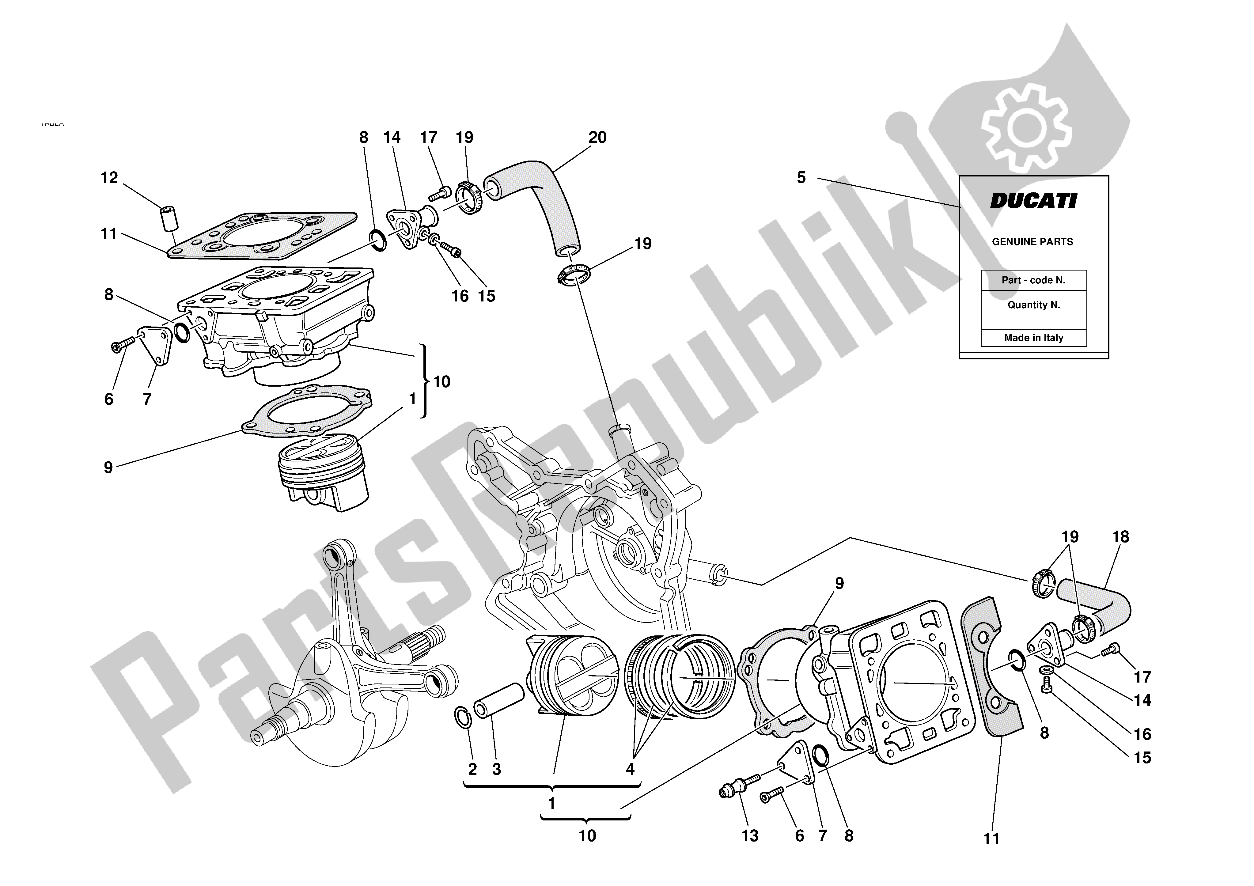 Tutte le parti per il Cilindri - Pistoni del Ducati 996S Biposto 2001