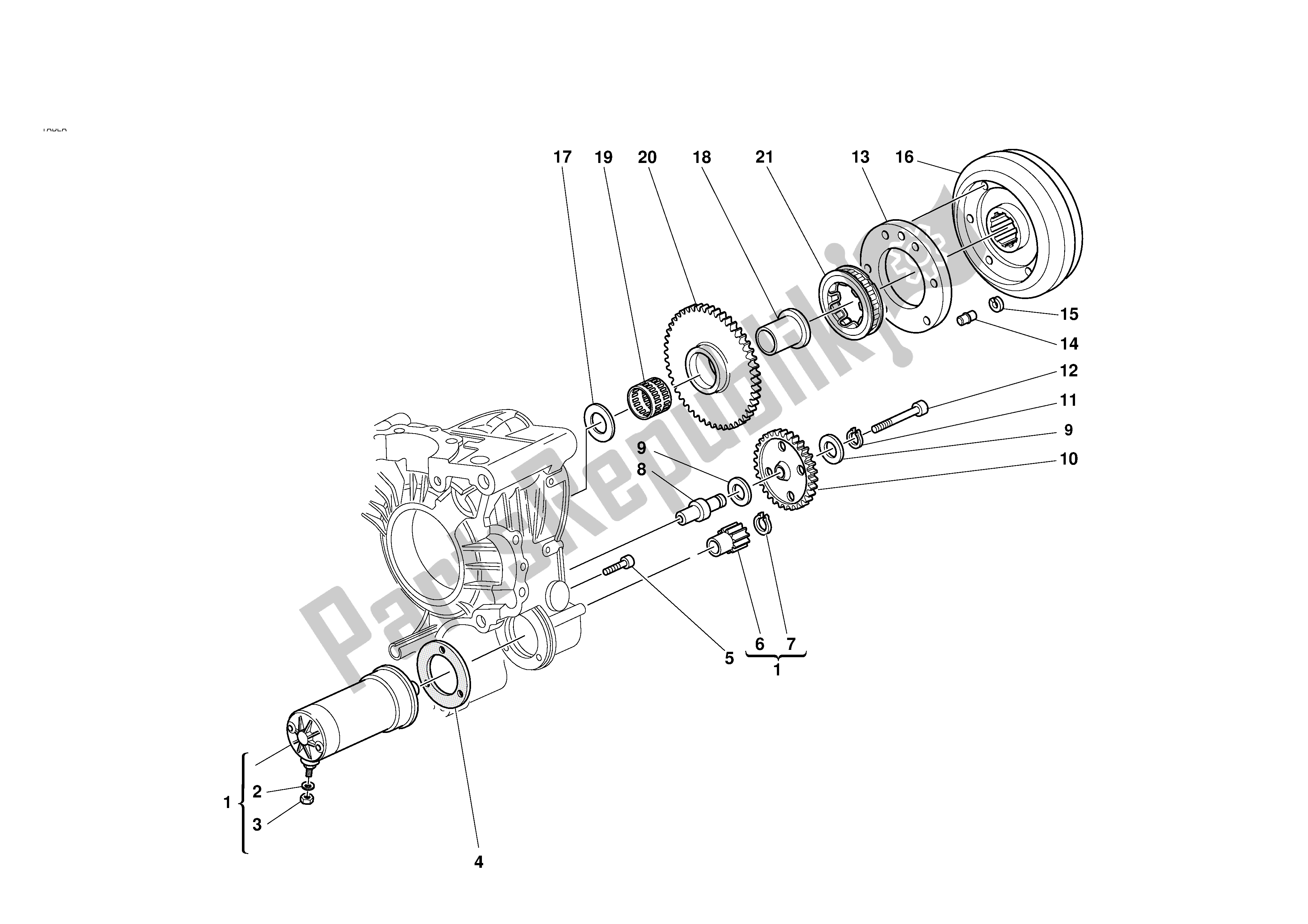 Alle onderdelen voor de Elektrische Starter Andignition van de Ducati 996S Biposto 2001