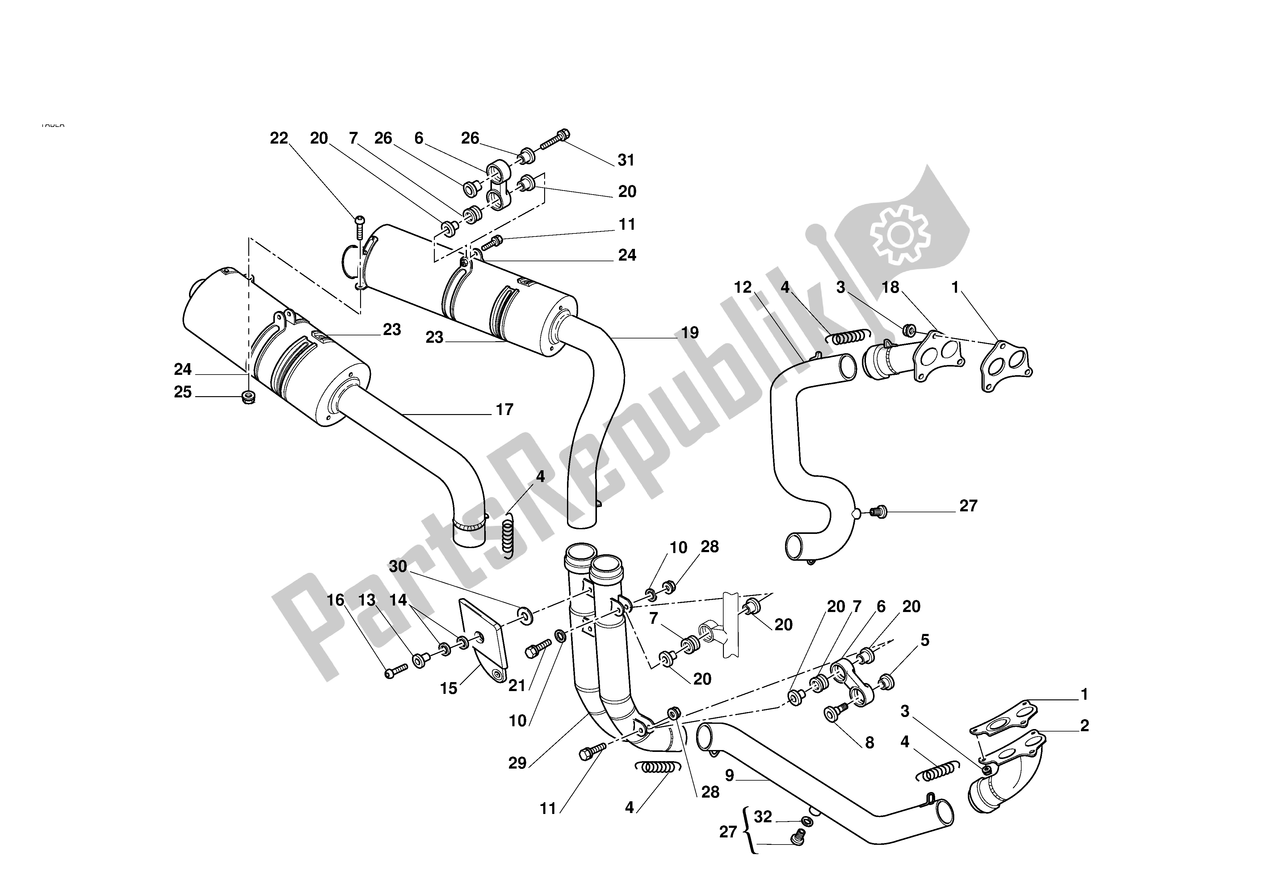 Todas las partes para Sistema De Escape de Ducati 996S Biposto 2001