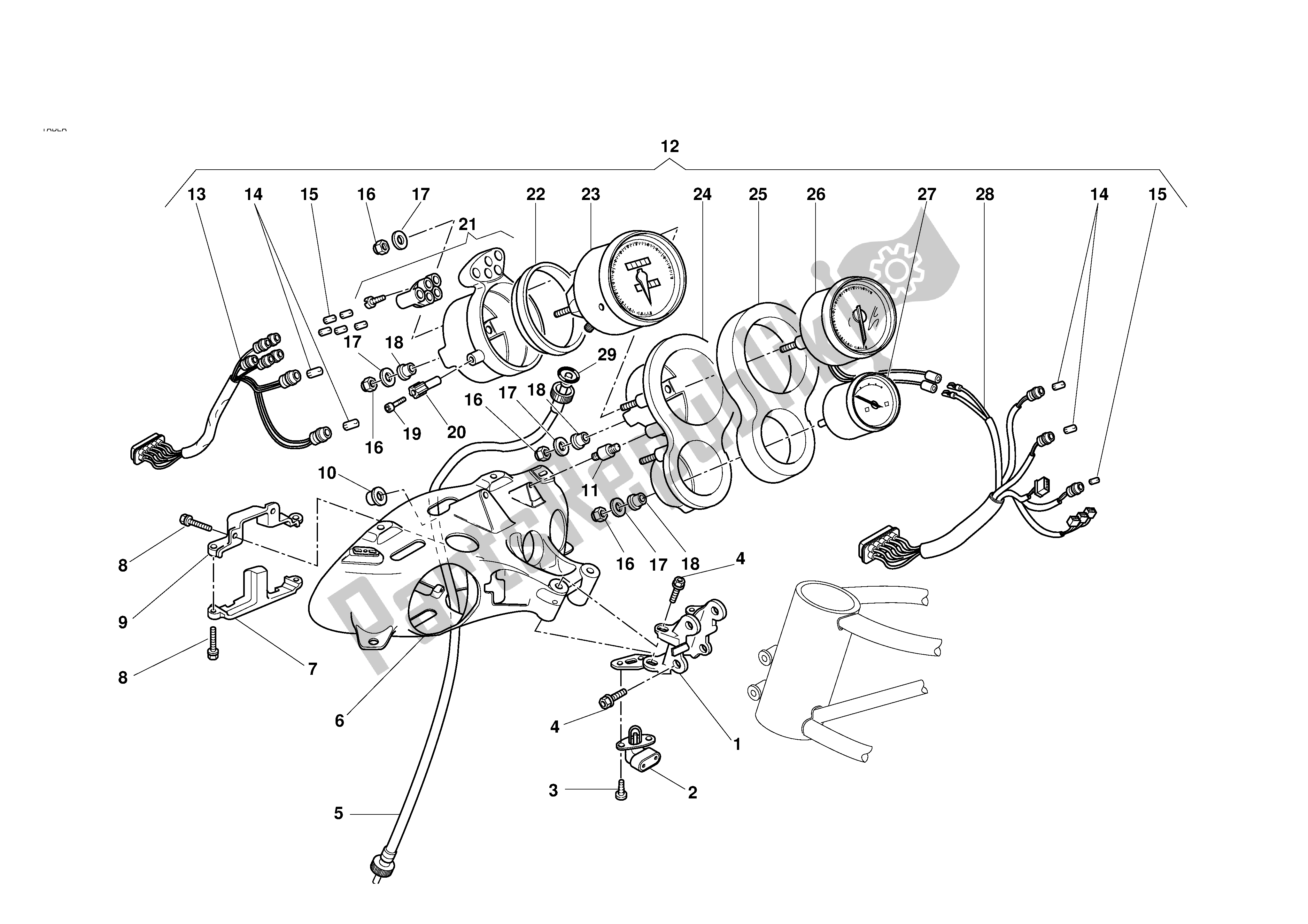 Tutte le parti per il Pannello Degli Strumenti del Ducati 996S Biposto 2001