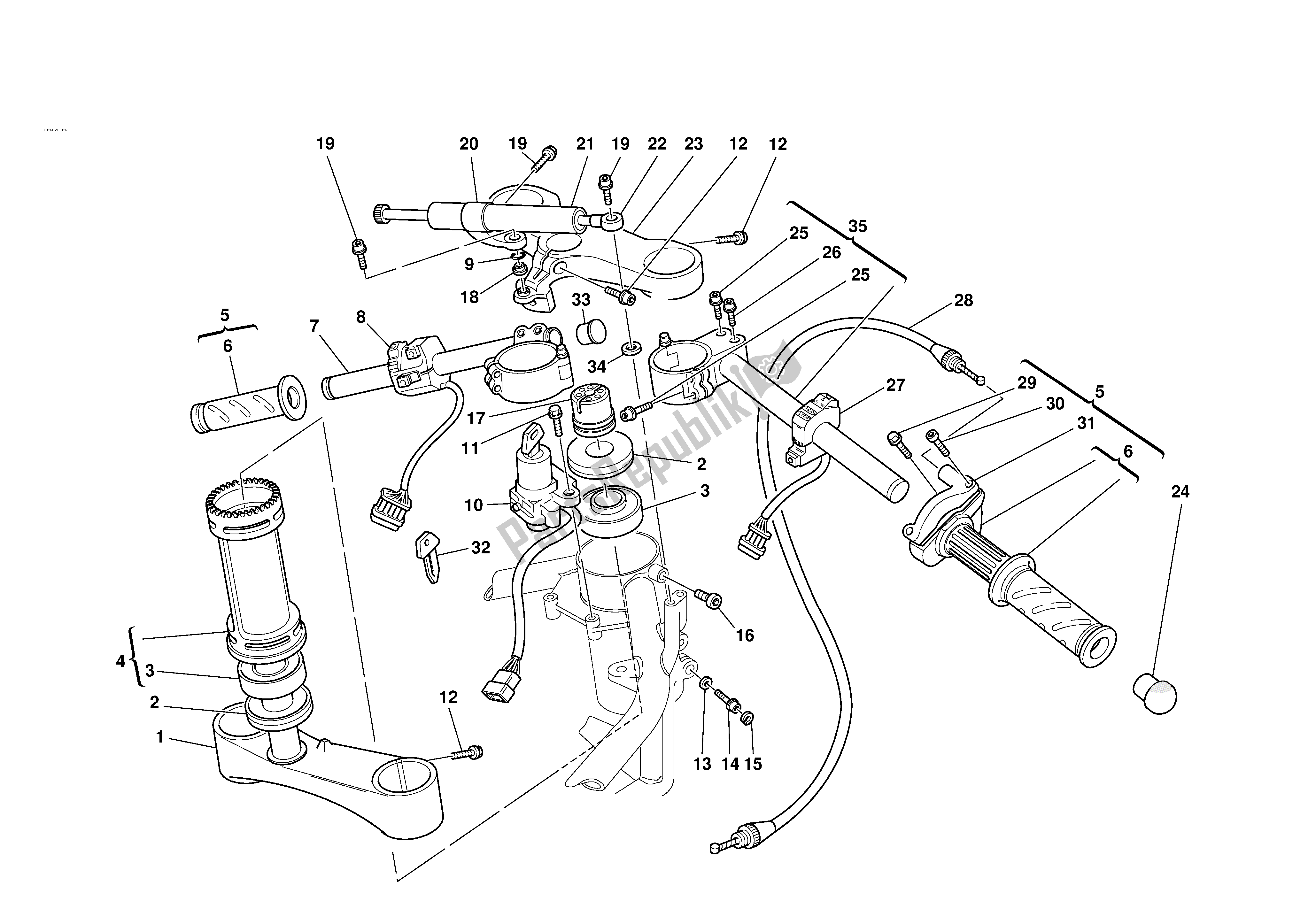 Todas las partes para Medio Manillar-adsorbente De Choque de Ducati 996S Biposto 2001