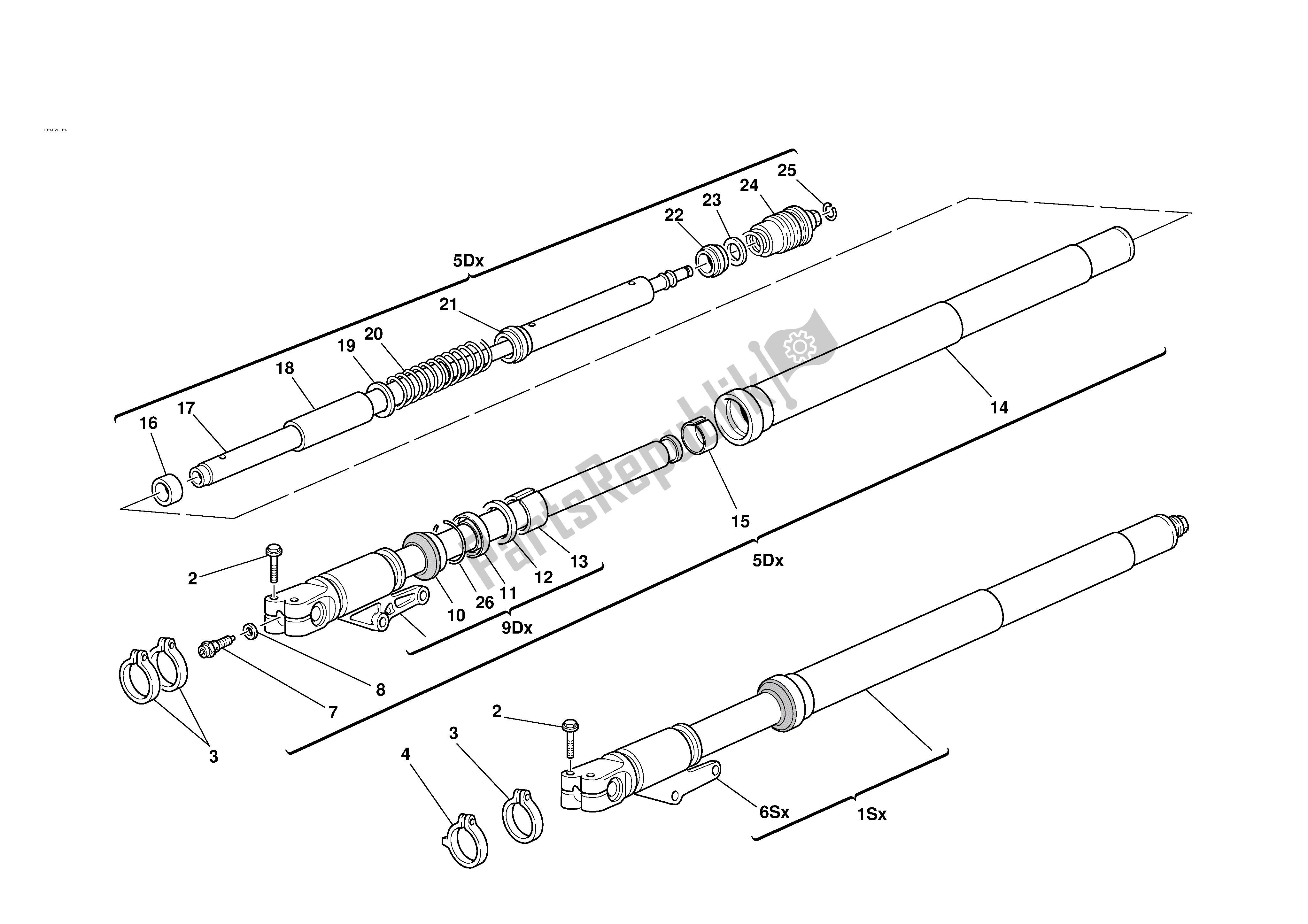 Tutte le parti per il Forcella Anteriore del Ducati 996S Biposto 2001