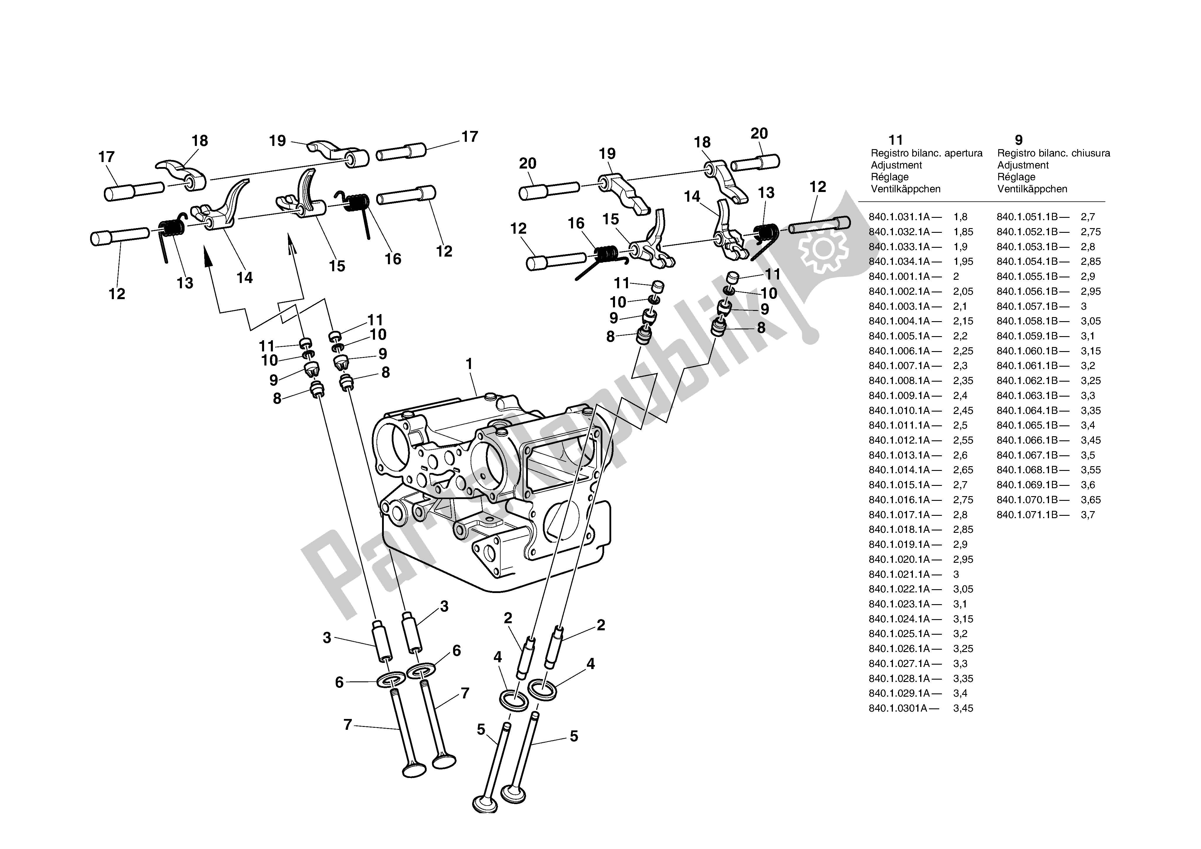 Tutte le parti per il Testa: Tempismo del Ducati Sporttouring 916 2001