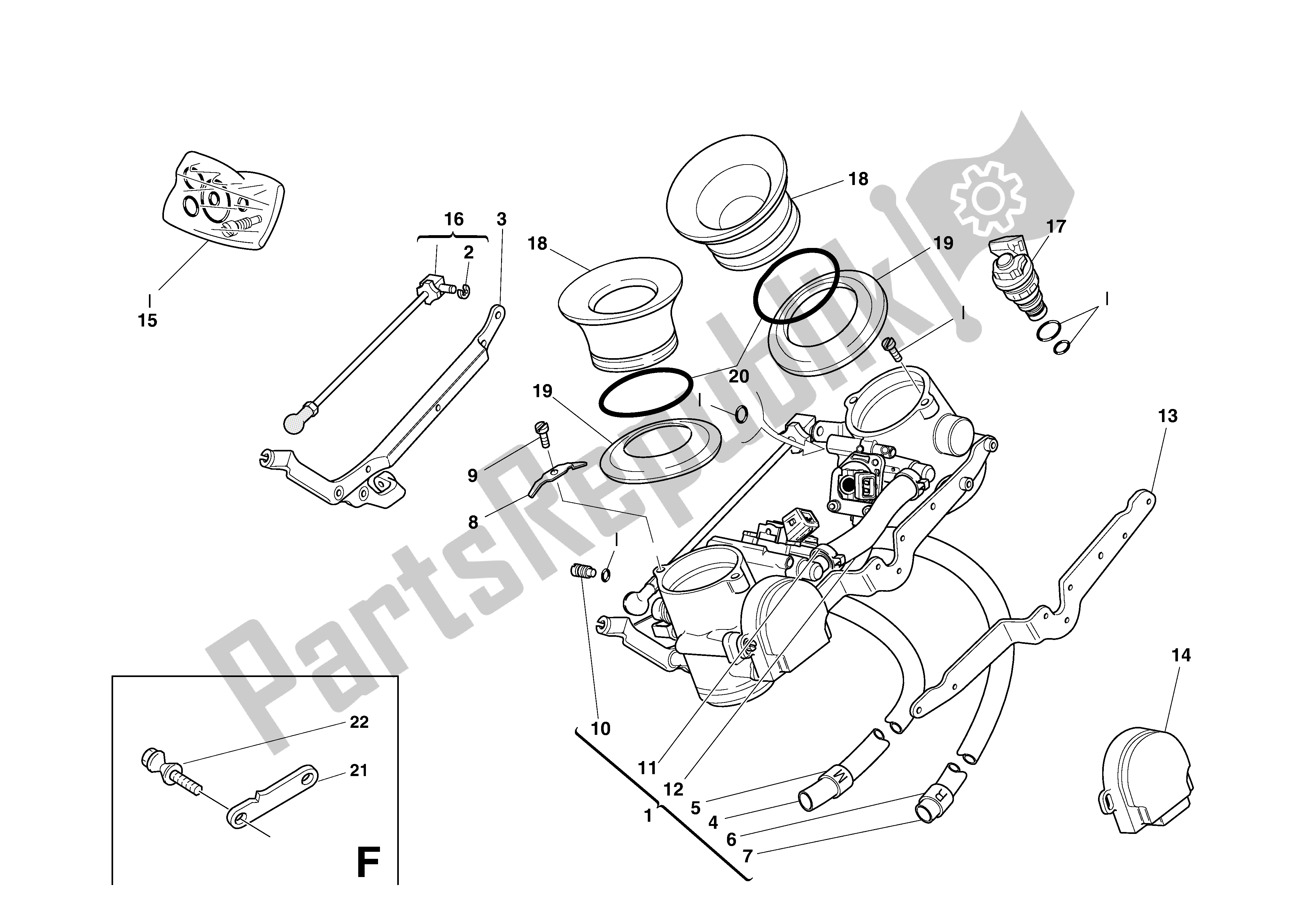 All parts for the Throttle Body of the Ducati Sporttouring 916 2001