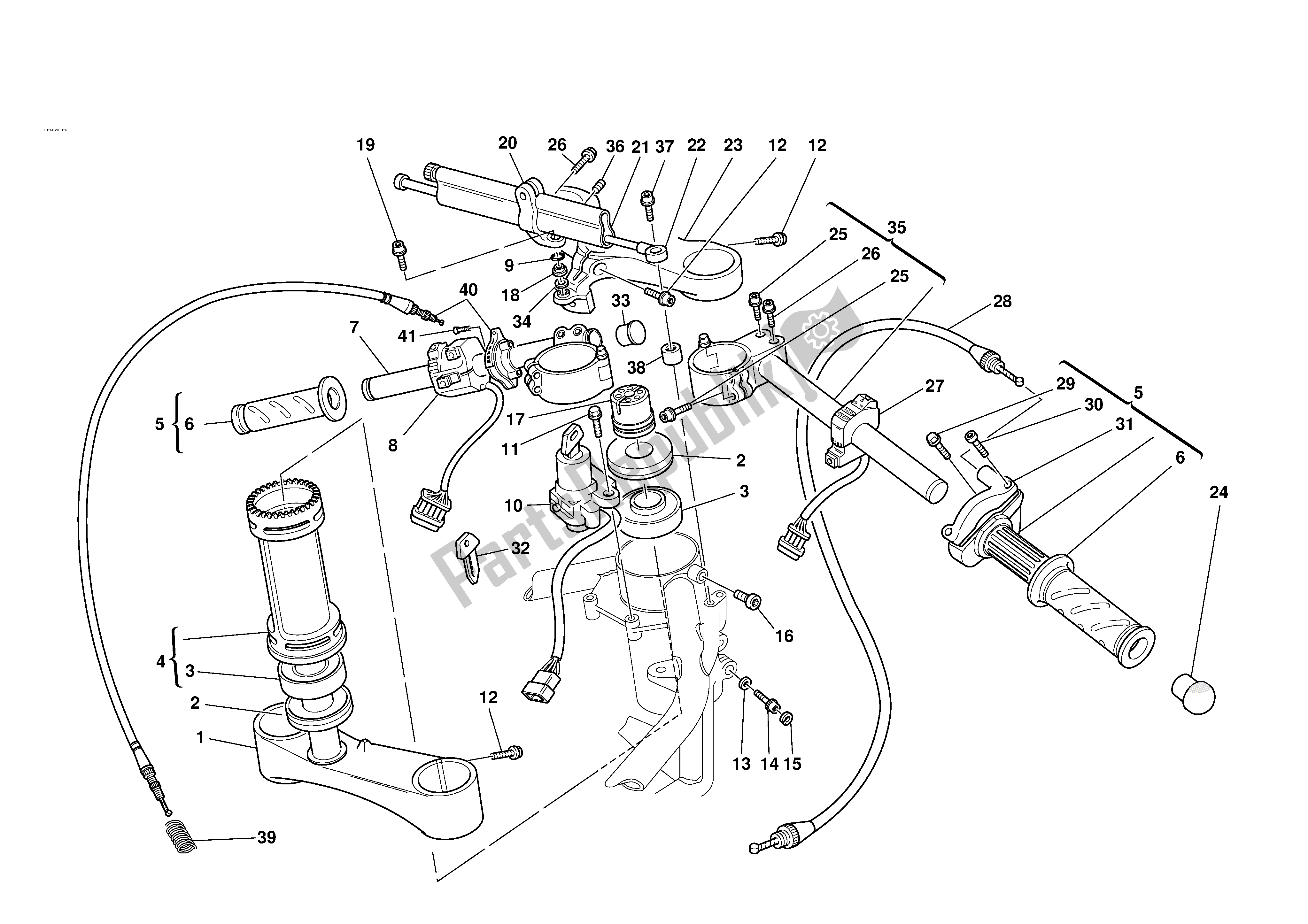 Todas as partes de Meio-guiador -shock-adsorber do Ducati 998R 2002