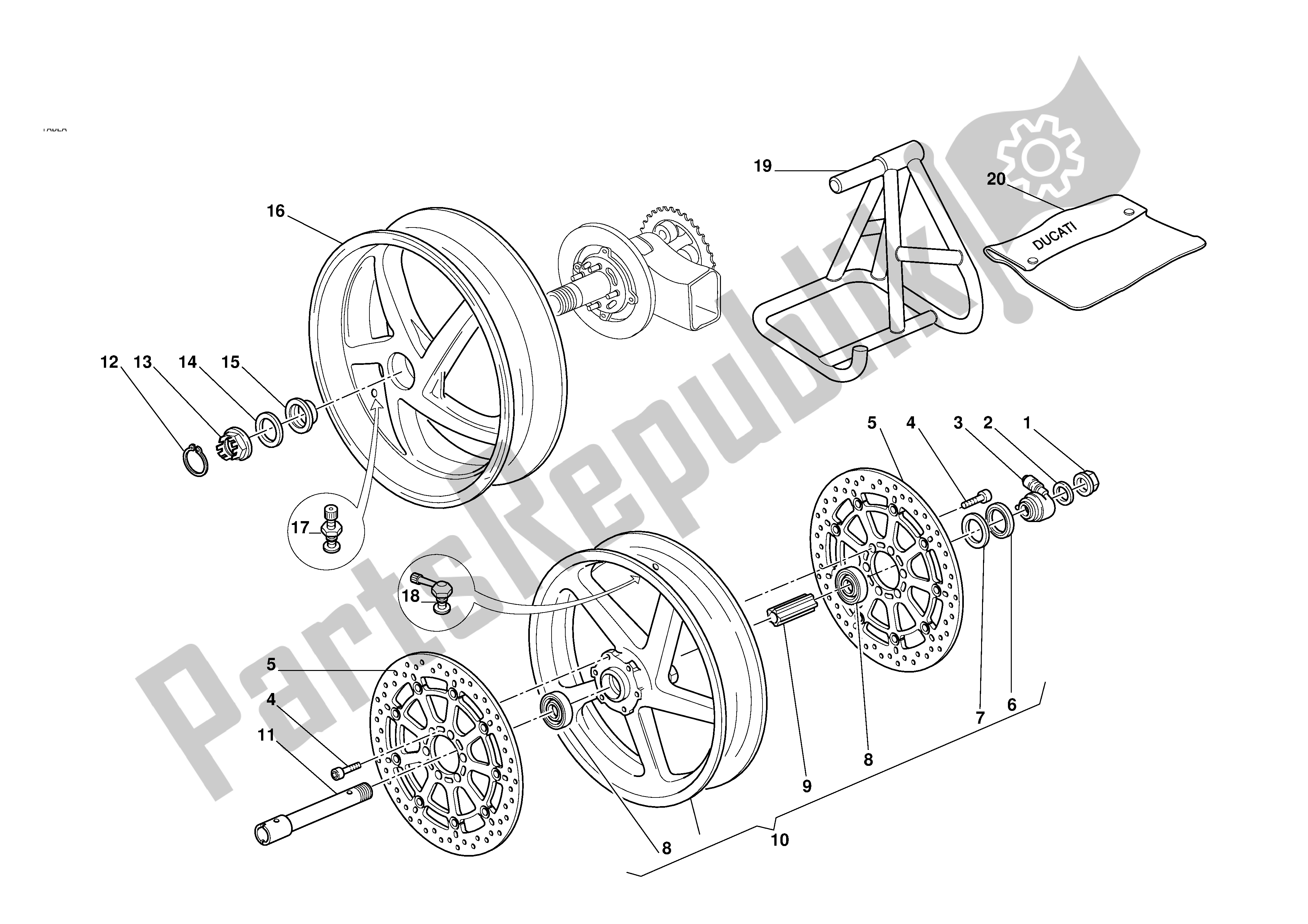 Todas las partes para Ruedas Delanteras Y Traseras de Ducati 998R 2002