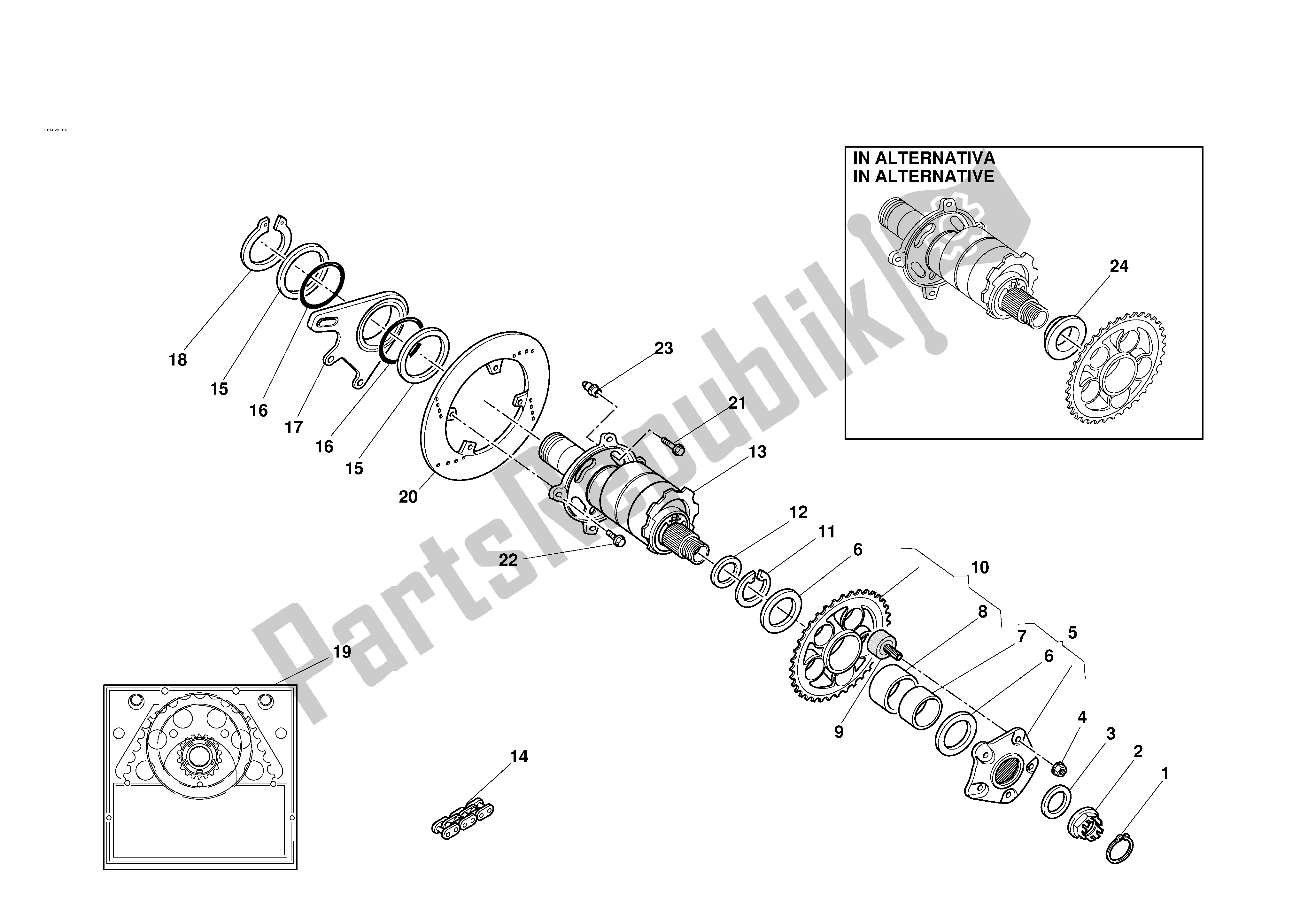 Tutte le parti per il Perno Ruota Posteriore del Ducati 998R 2002