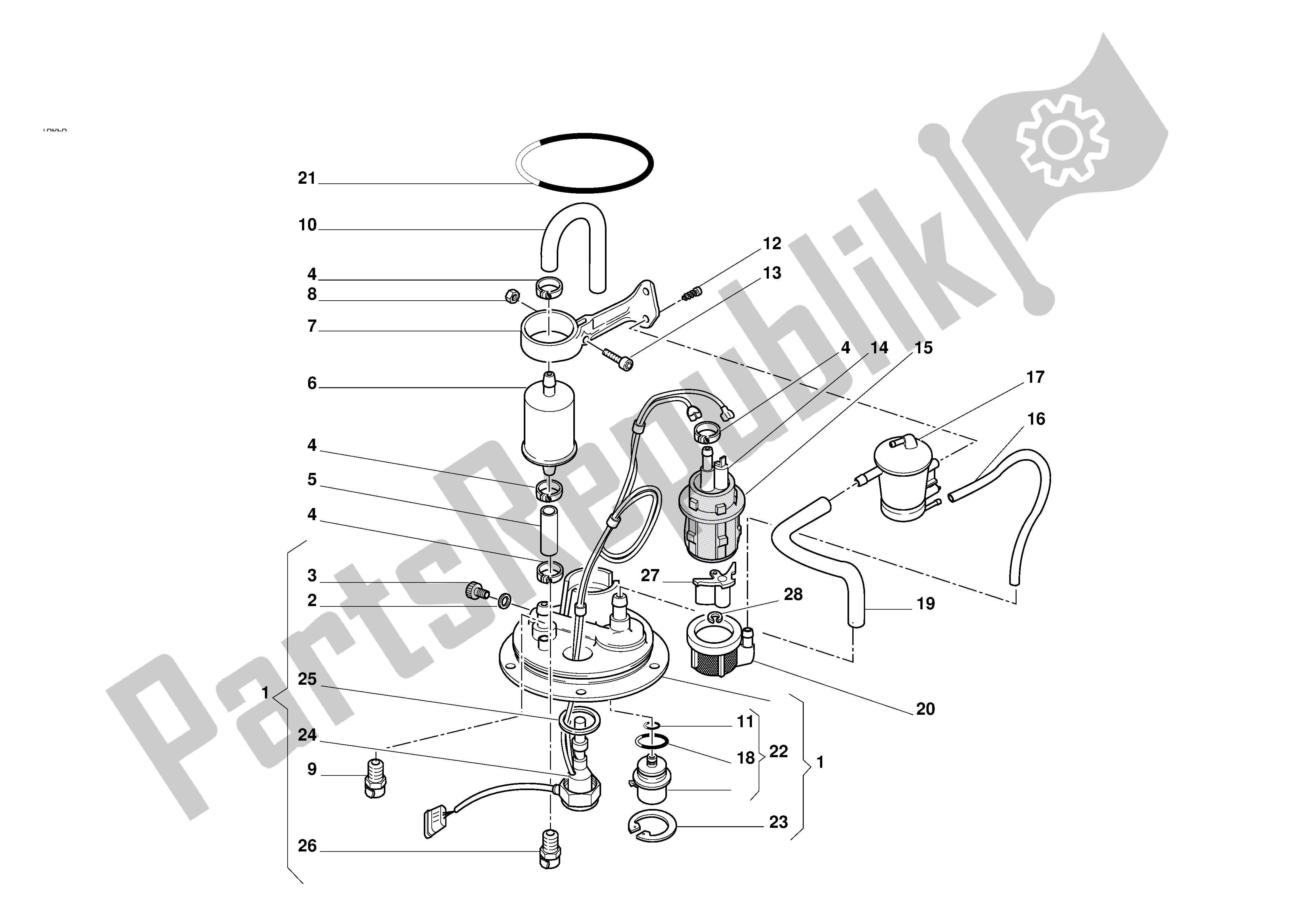 All parts for the Fuel System of the Ducati 998R 2002