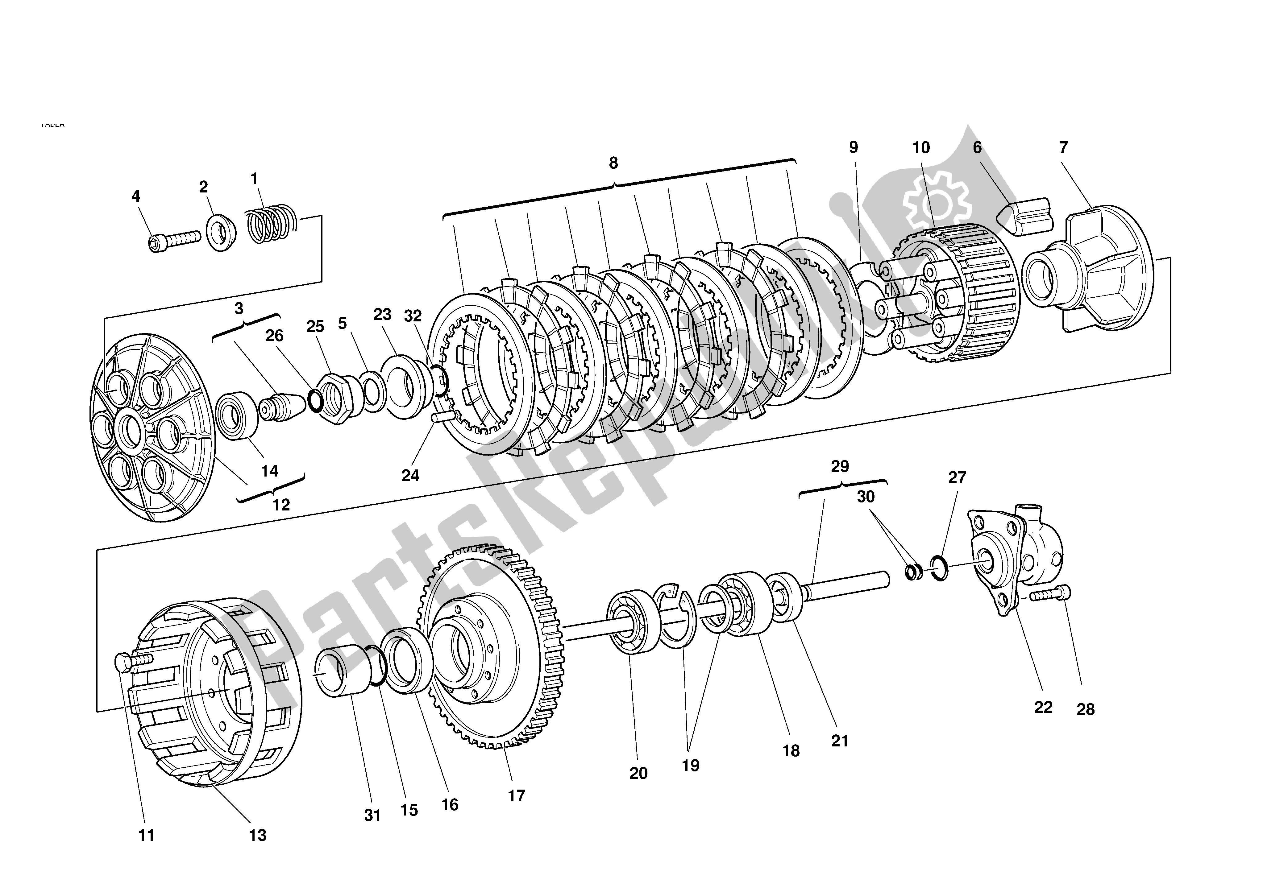 Alle onderdelen voor de Koppeling van de Ducati 998R 2002
