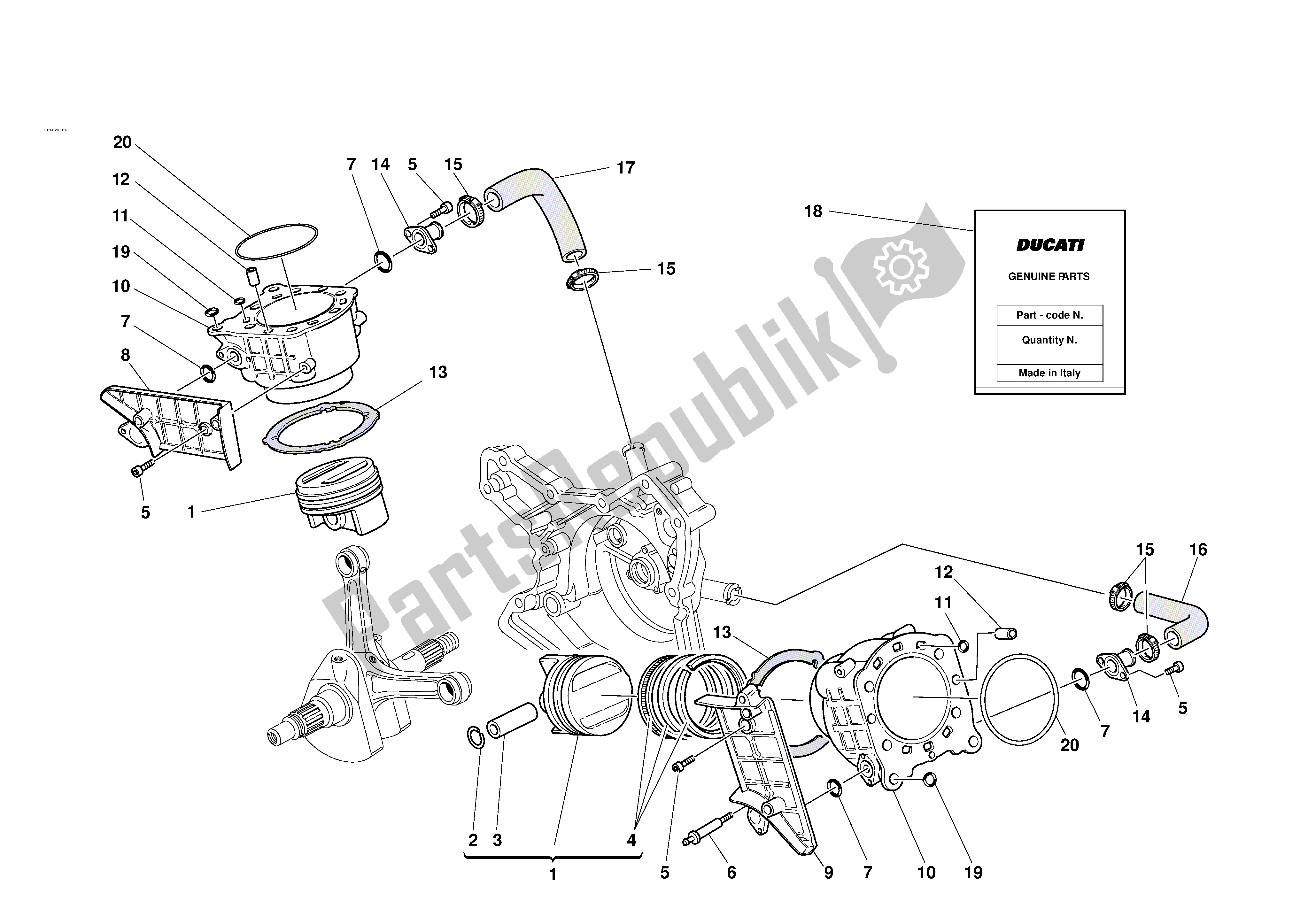 Alle onderdelen voor de Cilinders - Zuigers van de Ducati 998R 2002