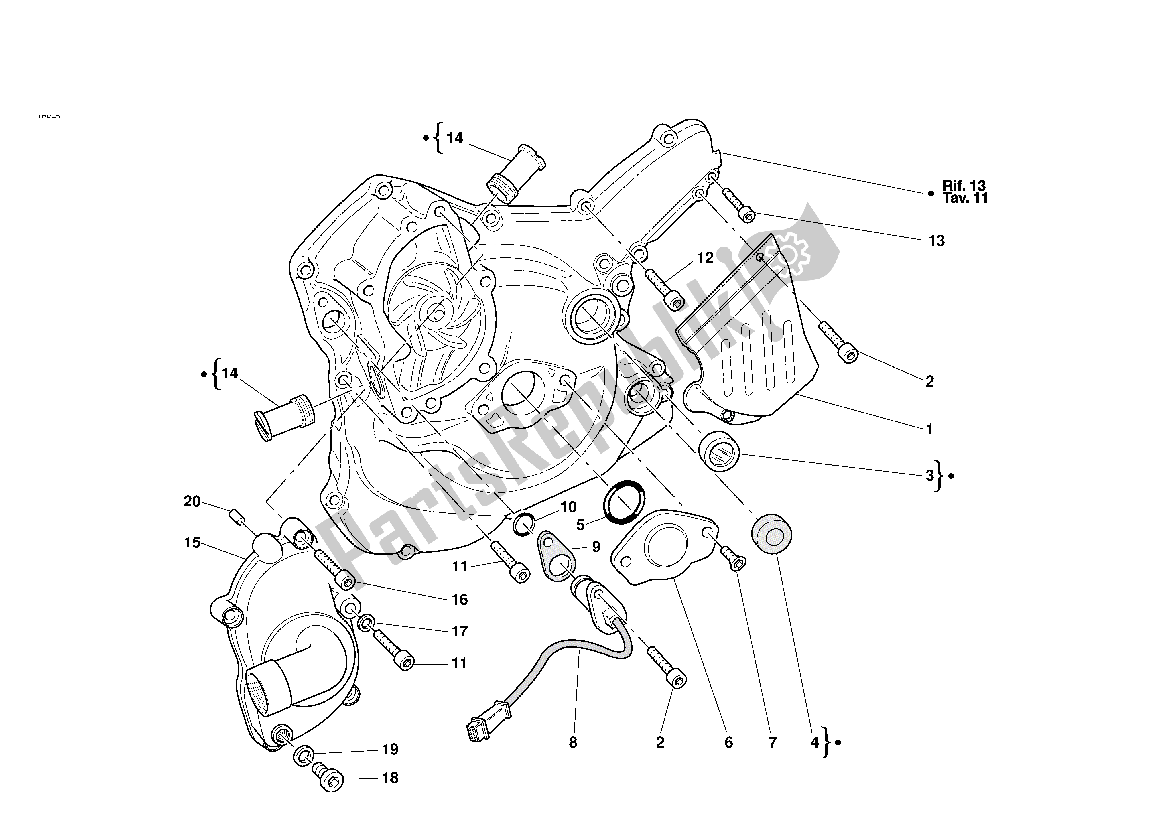 Todas las partes para Bomba De Agua -cubierta Del Alternador de Ducati 998R 2002