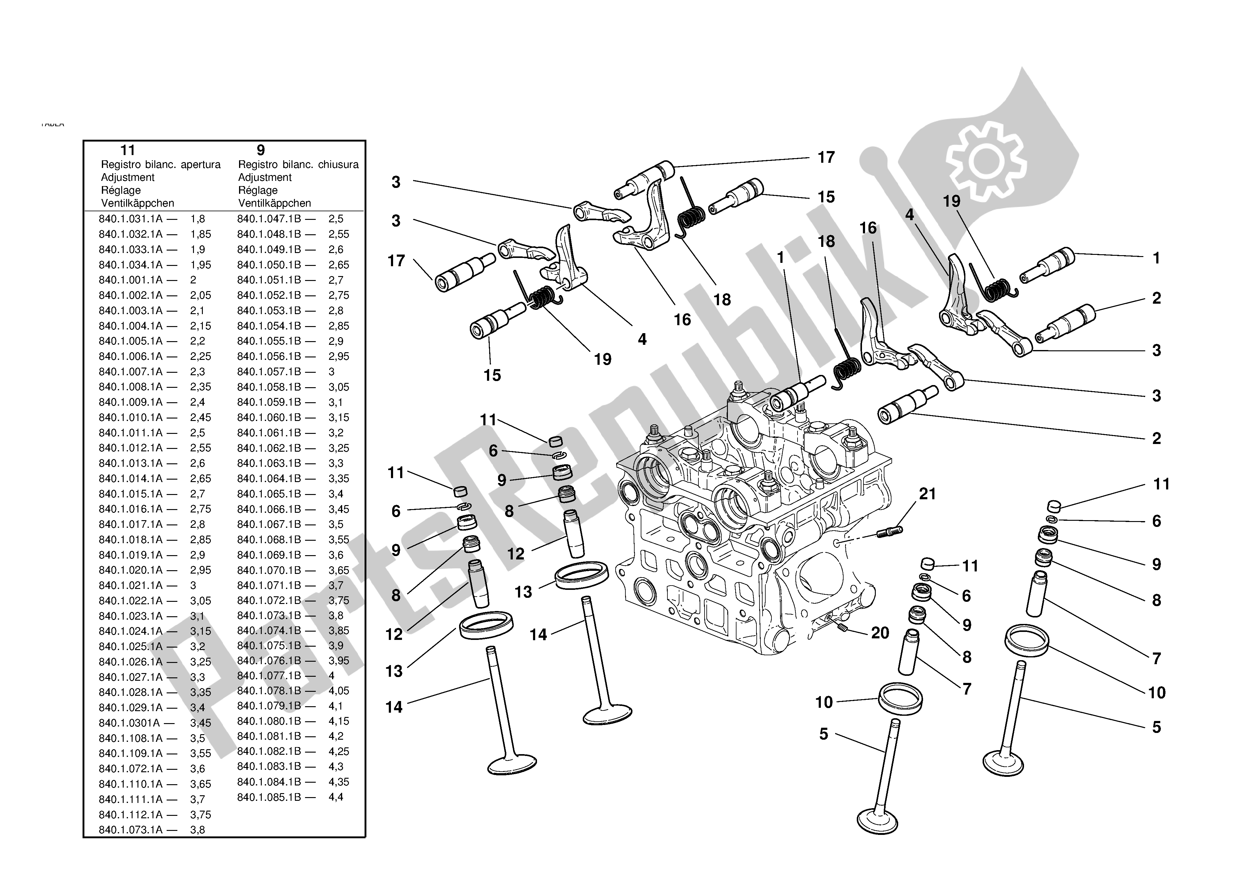 Tutte le parti per il Testa: Tempismo del Ducati 998R 2002