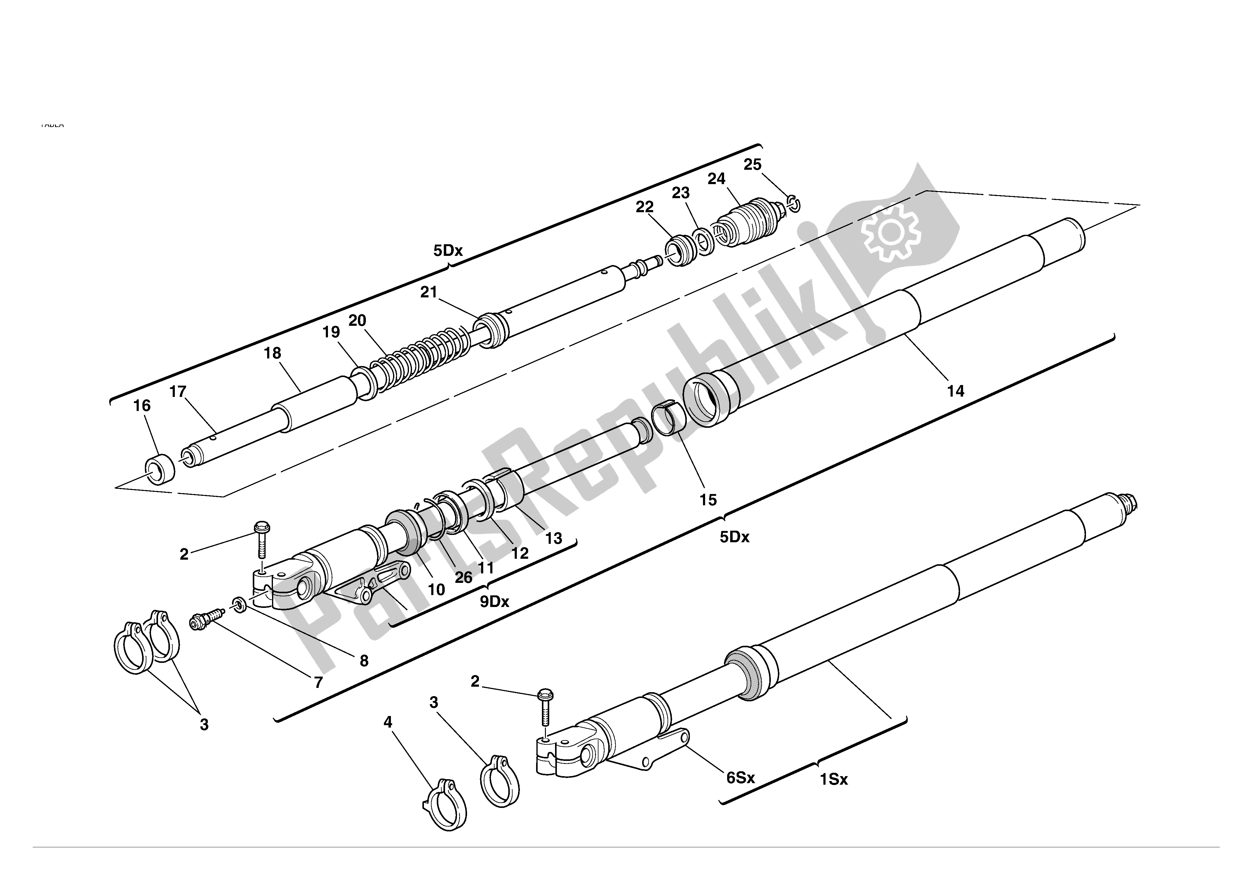 Todas las partes para Tenedor Frontal de Ducati 998S 2002