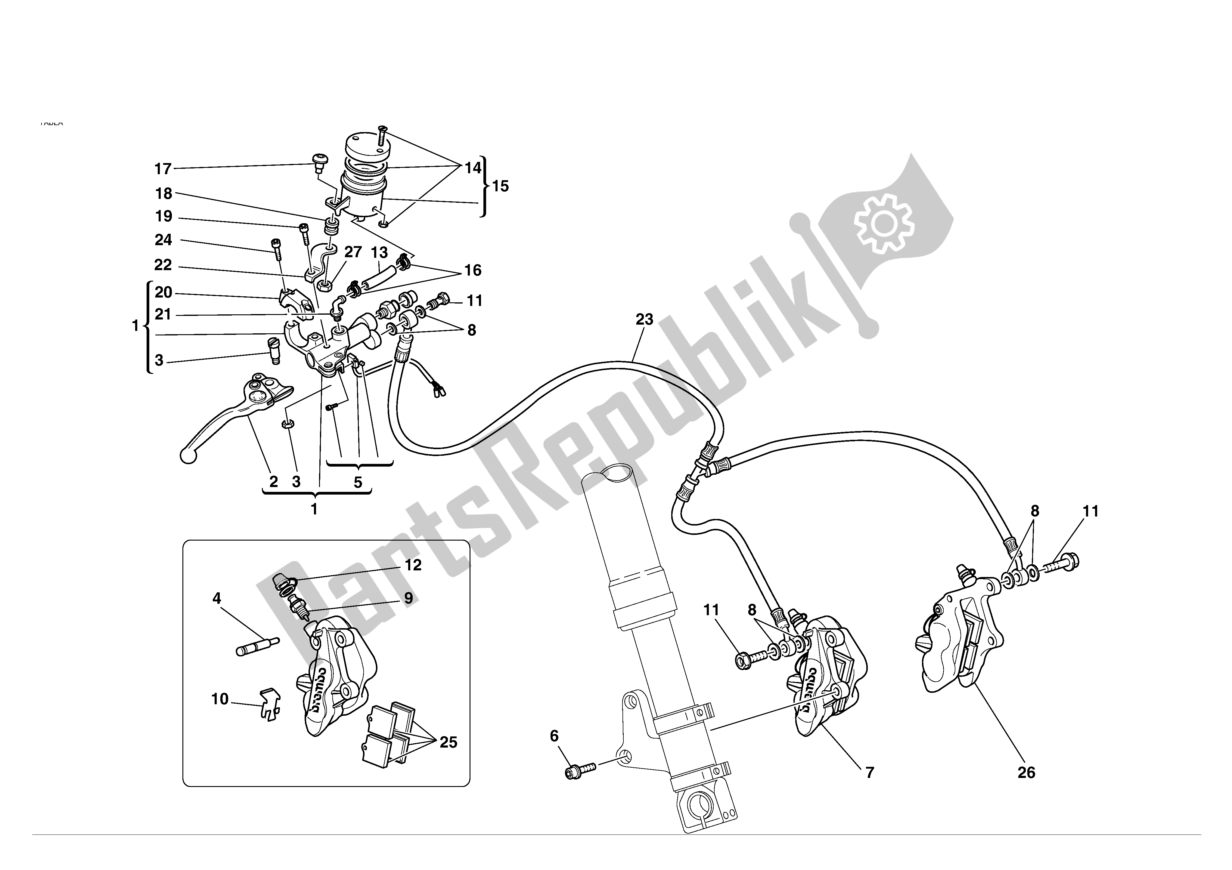 Todas las partes para Freno Hidráulico Delantero de Ducati 998S 2002