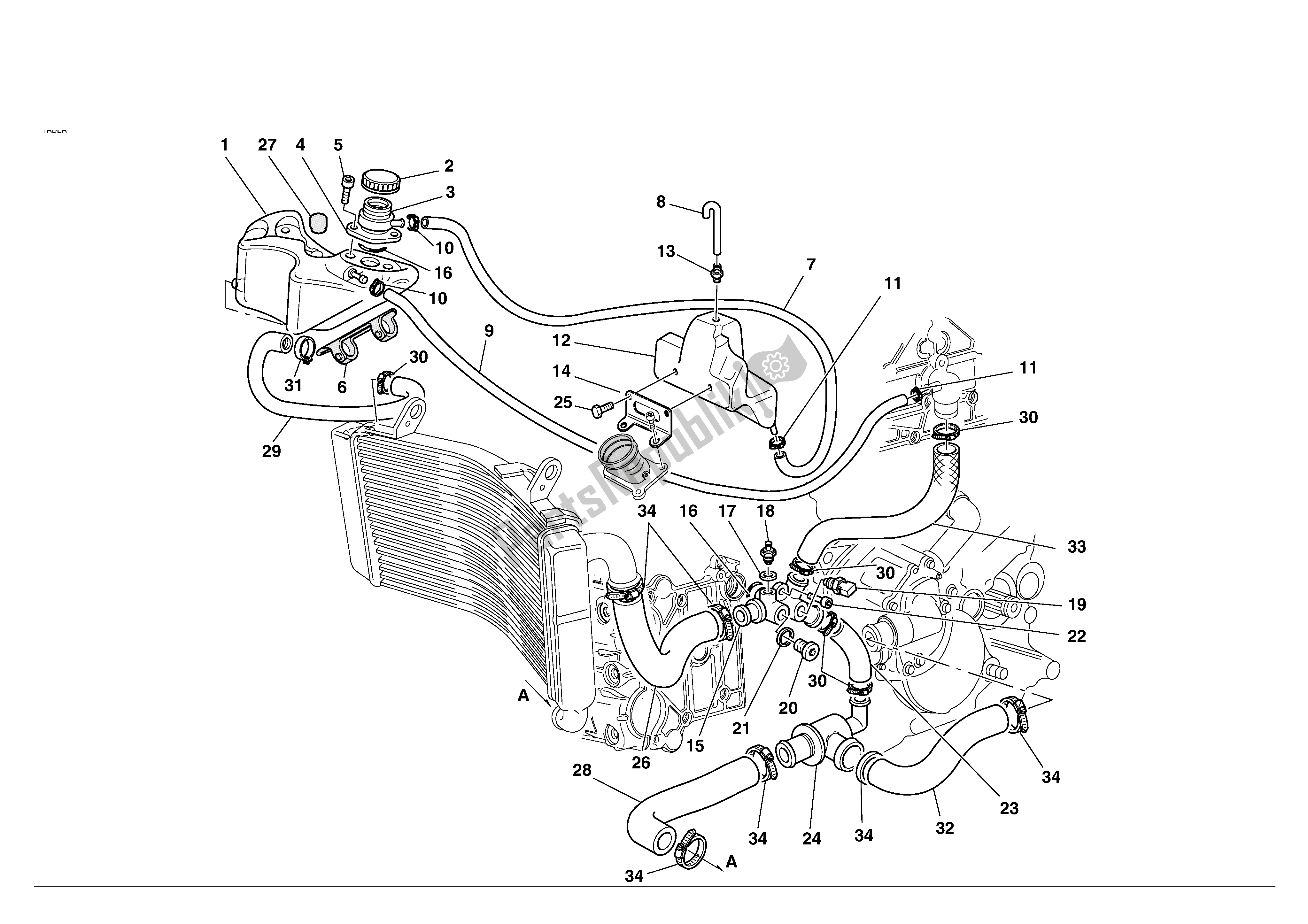 Tutte le parti per il Circuito Di Raffreddamento del Ducati 998S 2002