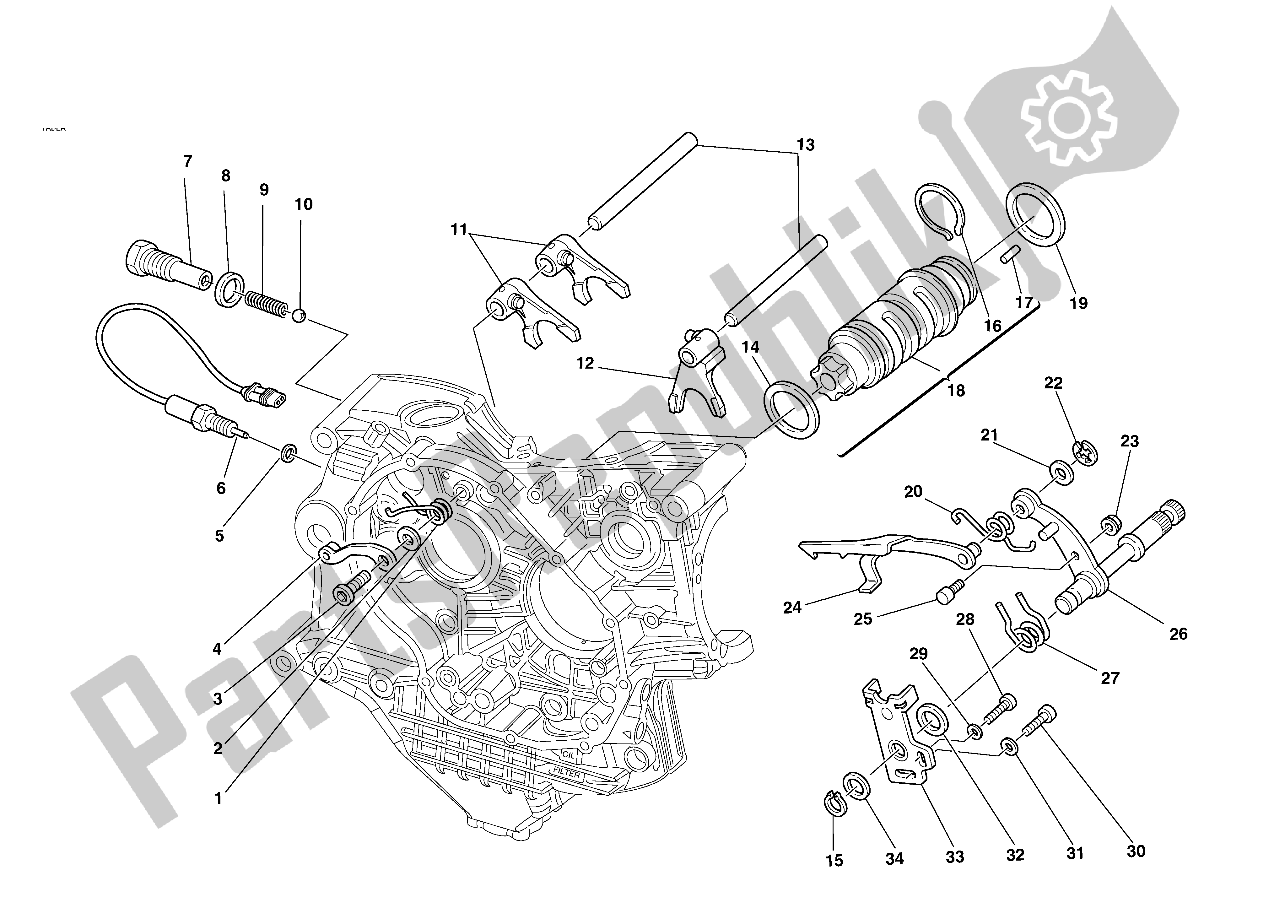 Tutte le parti per il Gearchange del Ducati 998S 2002