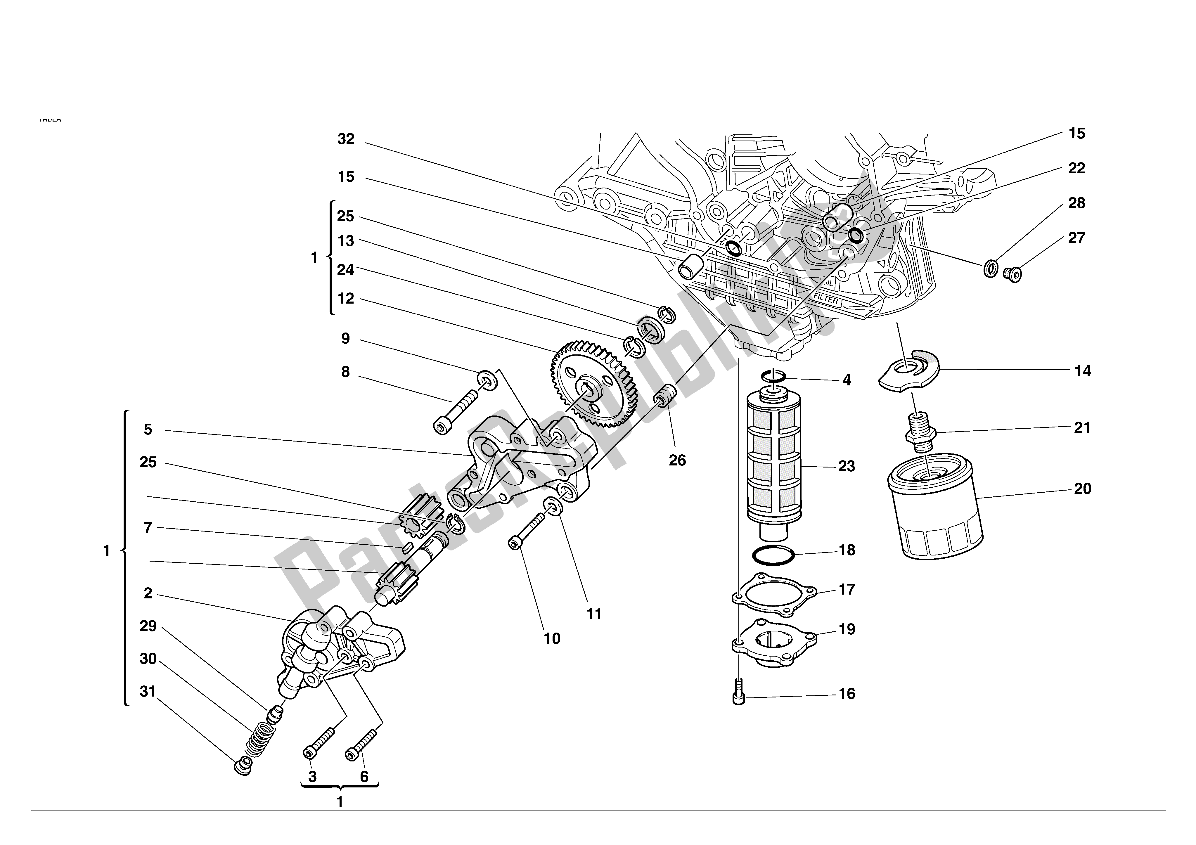 Tutte le parti per il Filtri E Pompa Dell'olio del Ducati 998S 2002