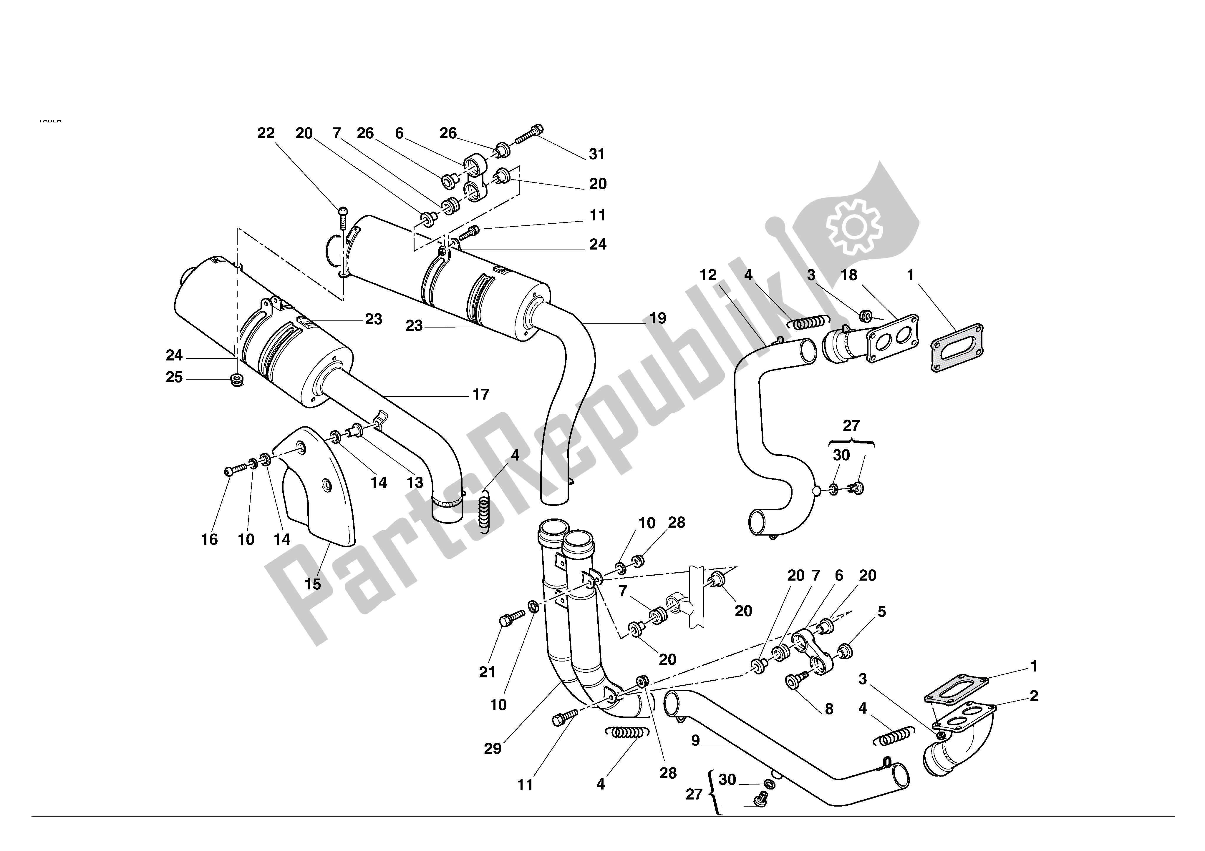 Tutte le parti per il Impianto Di Scarico del Ducati 998S 2002