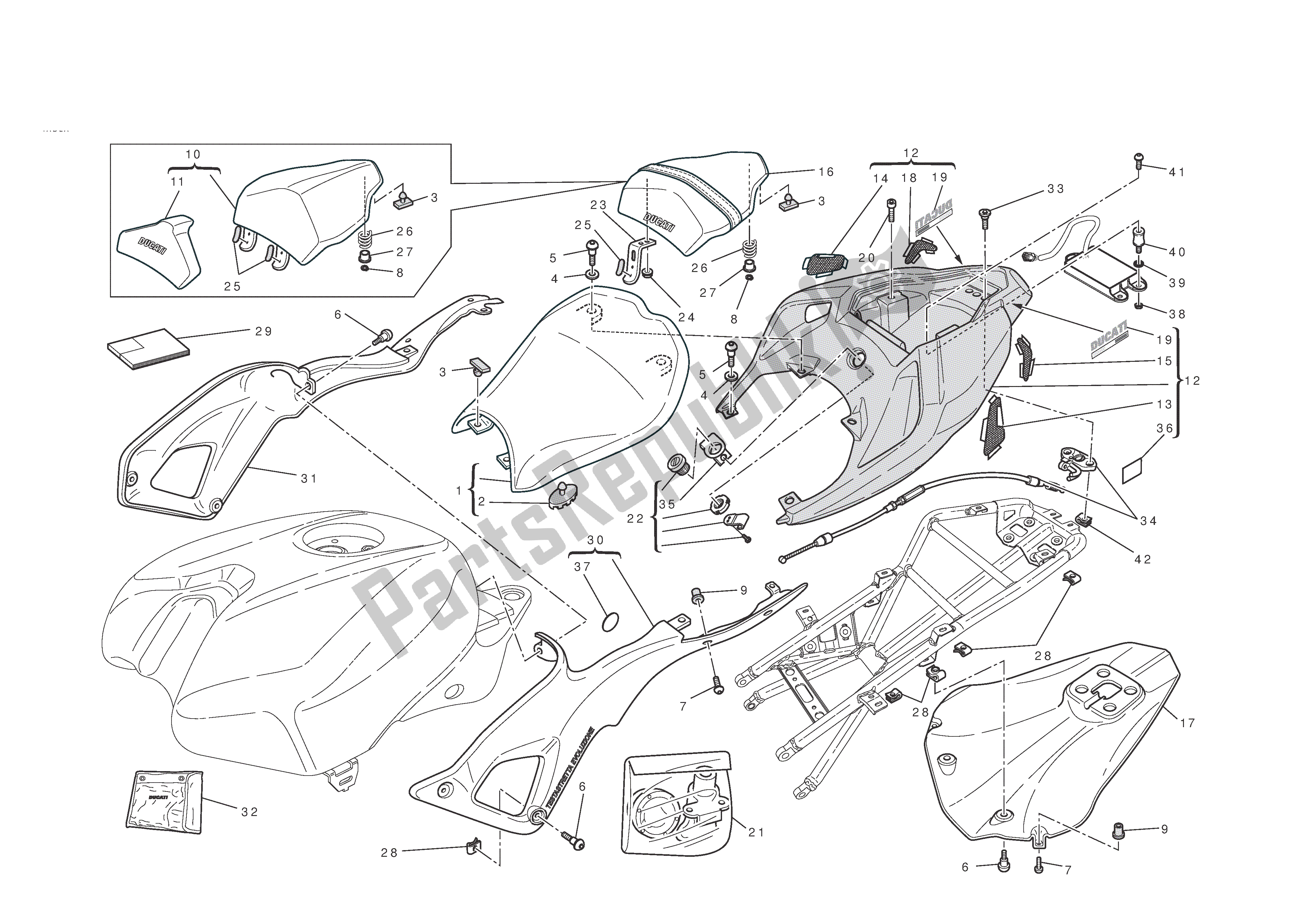 Todas las partes para Asiento de Ducati 1198 2011