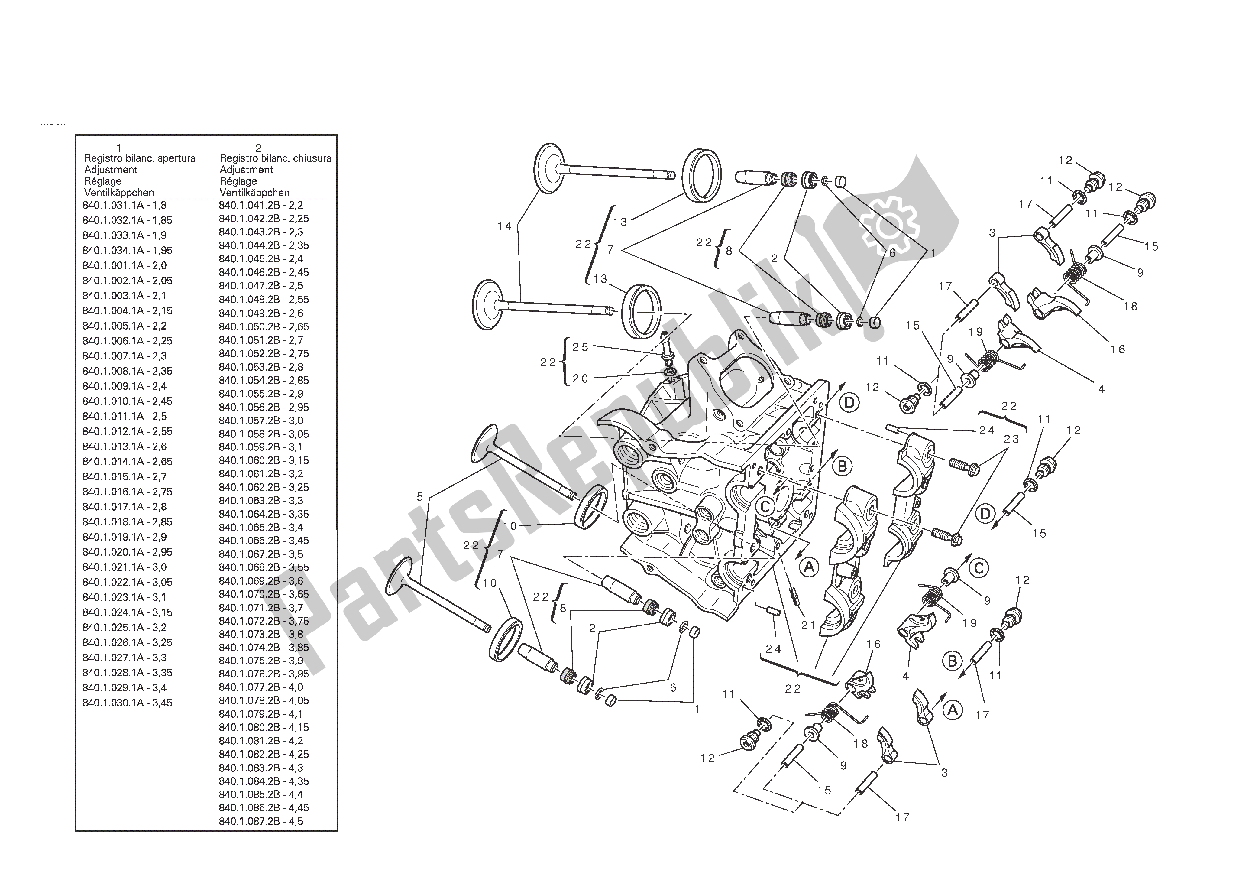 Todas las partes para Culata Horizontal de Ducati 1198 2011