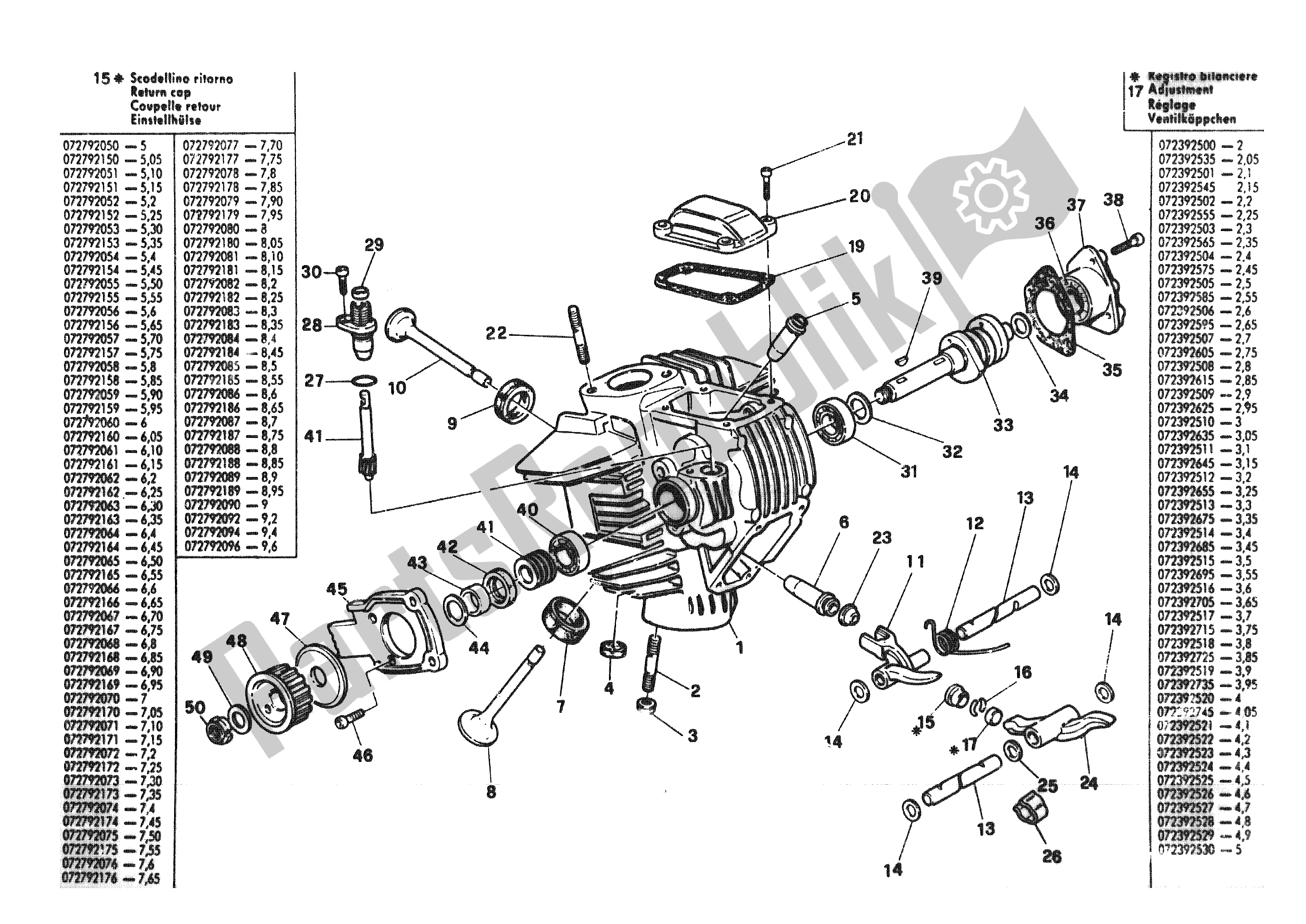 All parts for the Horizontal Head of the Ducati 750 Sport 1988