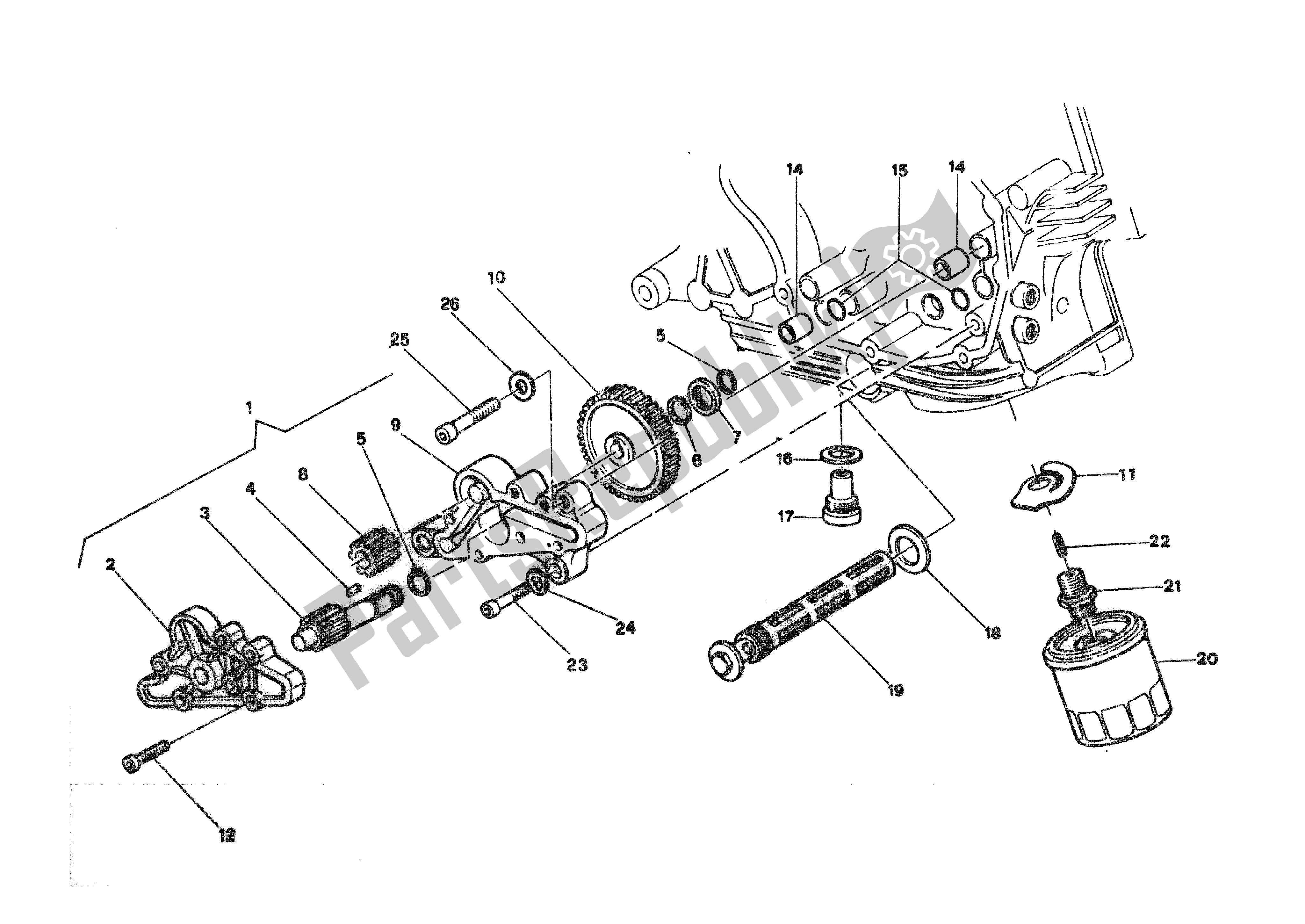 Tutte le parti per il Filtri E Pompa Dell'olio del Ducati 750 Sport 1988