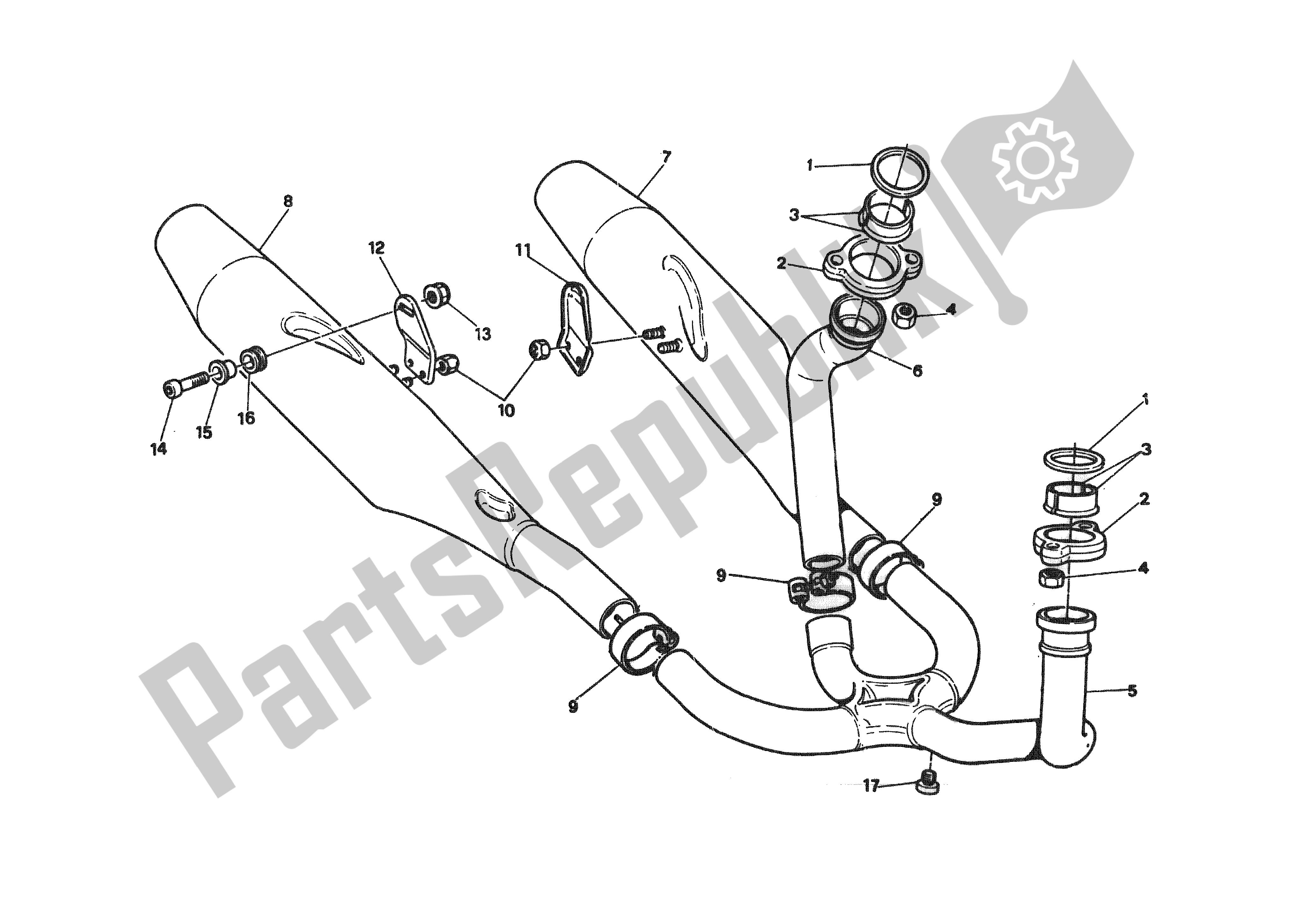 Tutte le parti per il Impianto Di Scarico del Ducati 750 Sport 1988