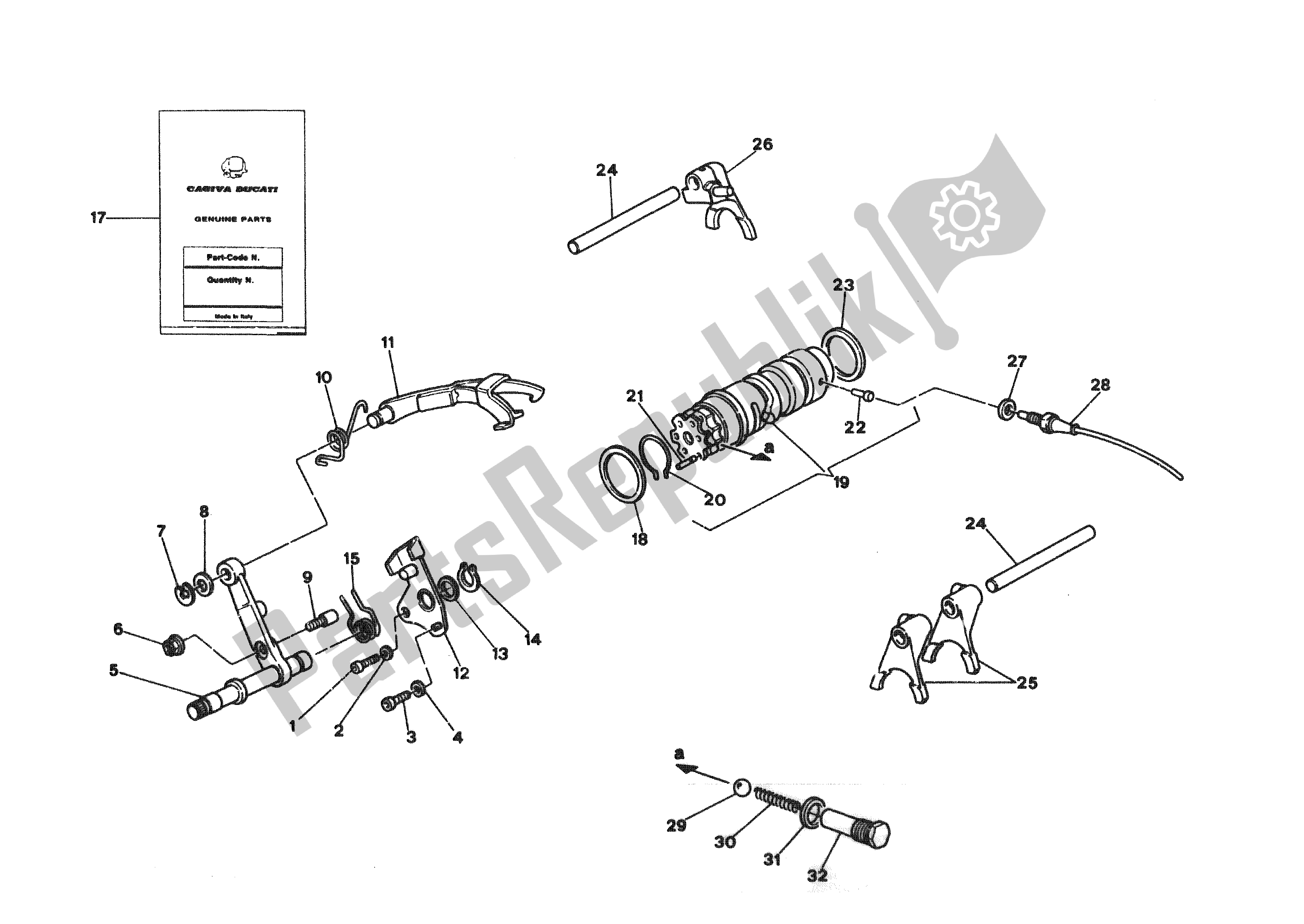 Tutte le parti per il Gearchange del Ducati 750 Sport 1988