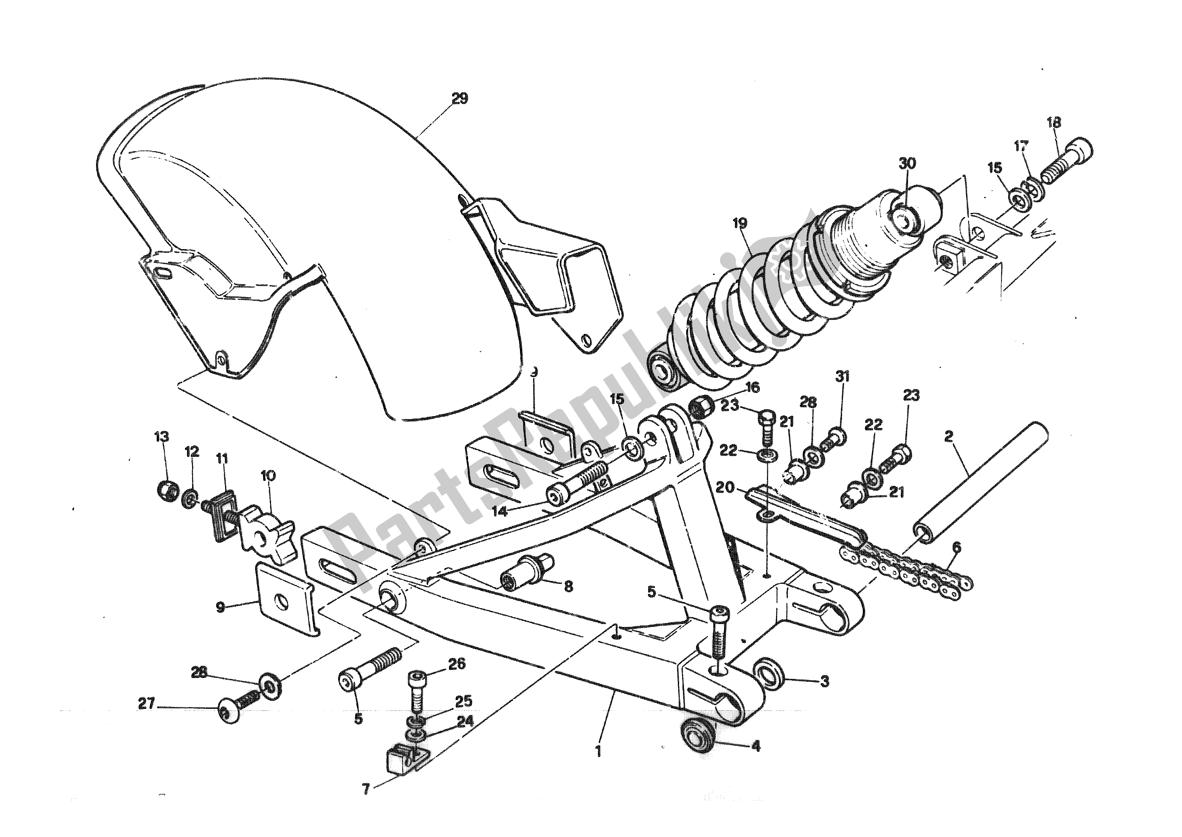 Toutes les pièces pour le Suspension Ar. ? Chaine - Carter Chaine du Ducati 750 Sport 1988