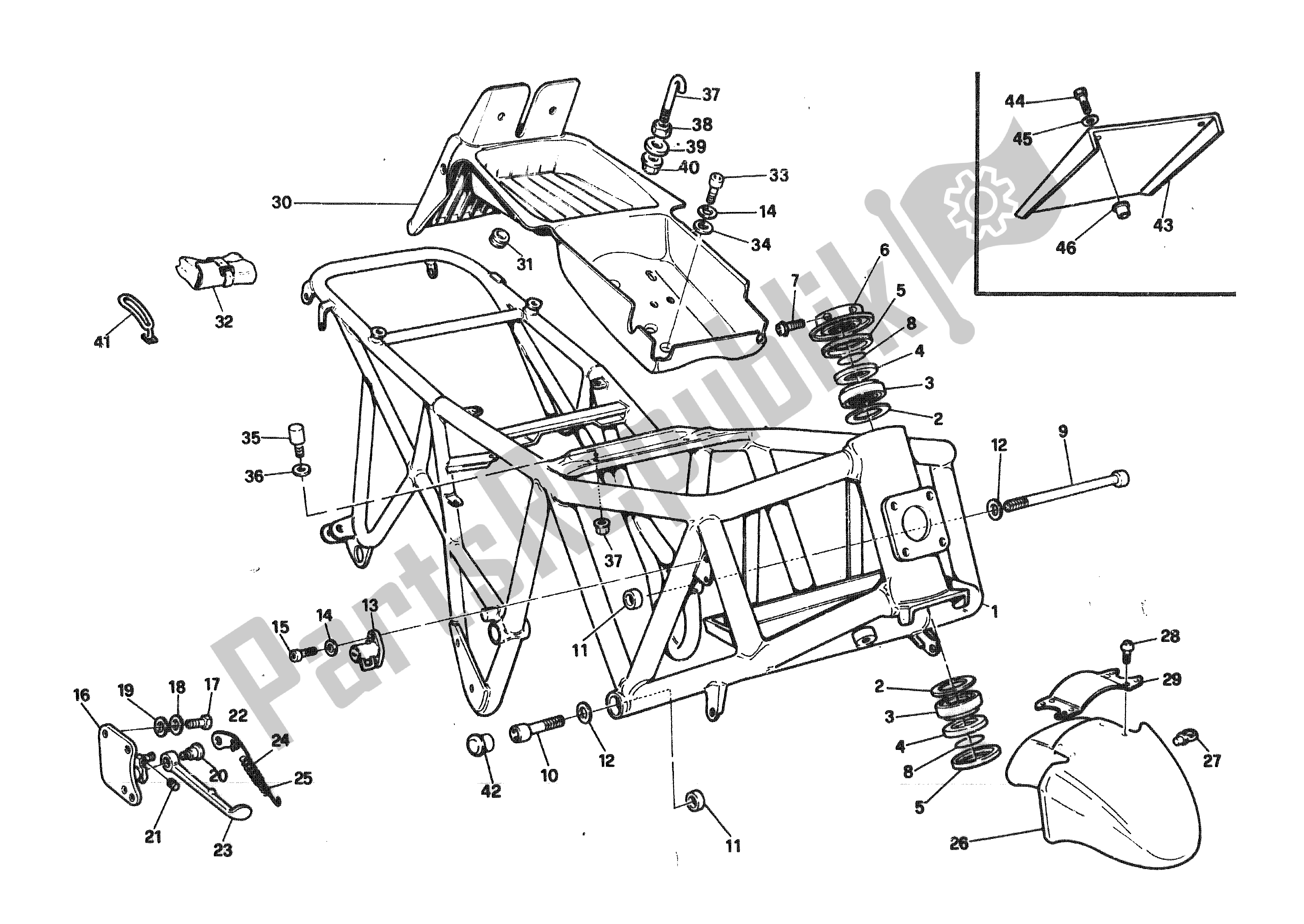 Tutte le parti per il Telaio del Ducati 750 Sport 1988