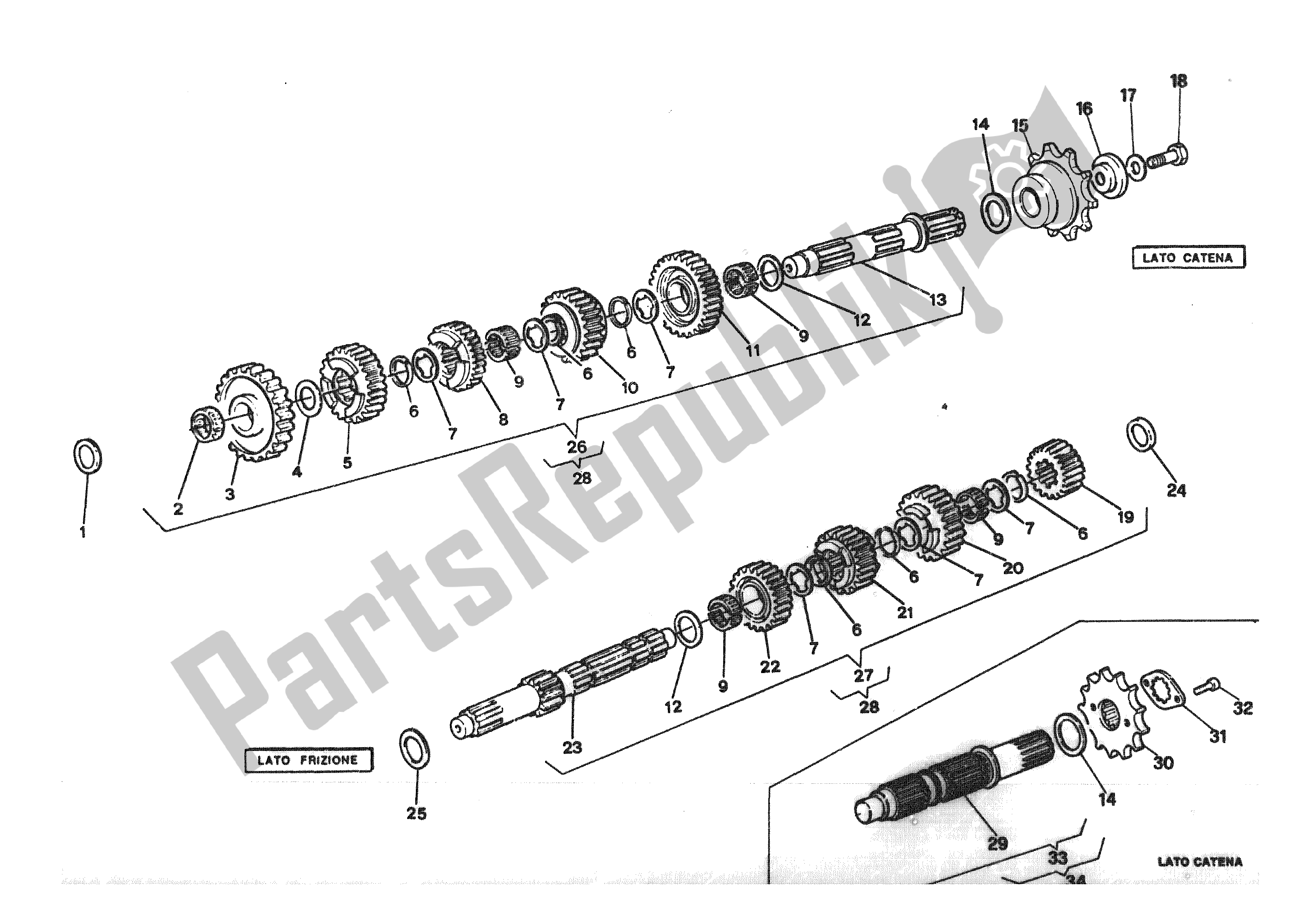 Tutte le parti per il Riduttore del Ducati 750 Sport 1988