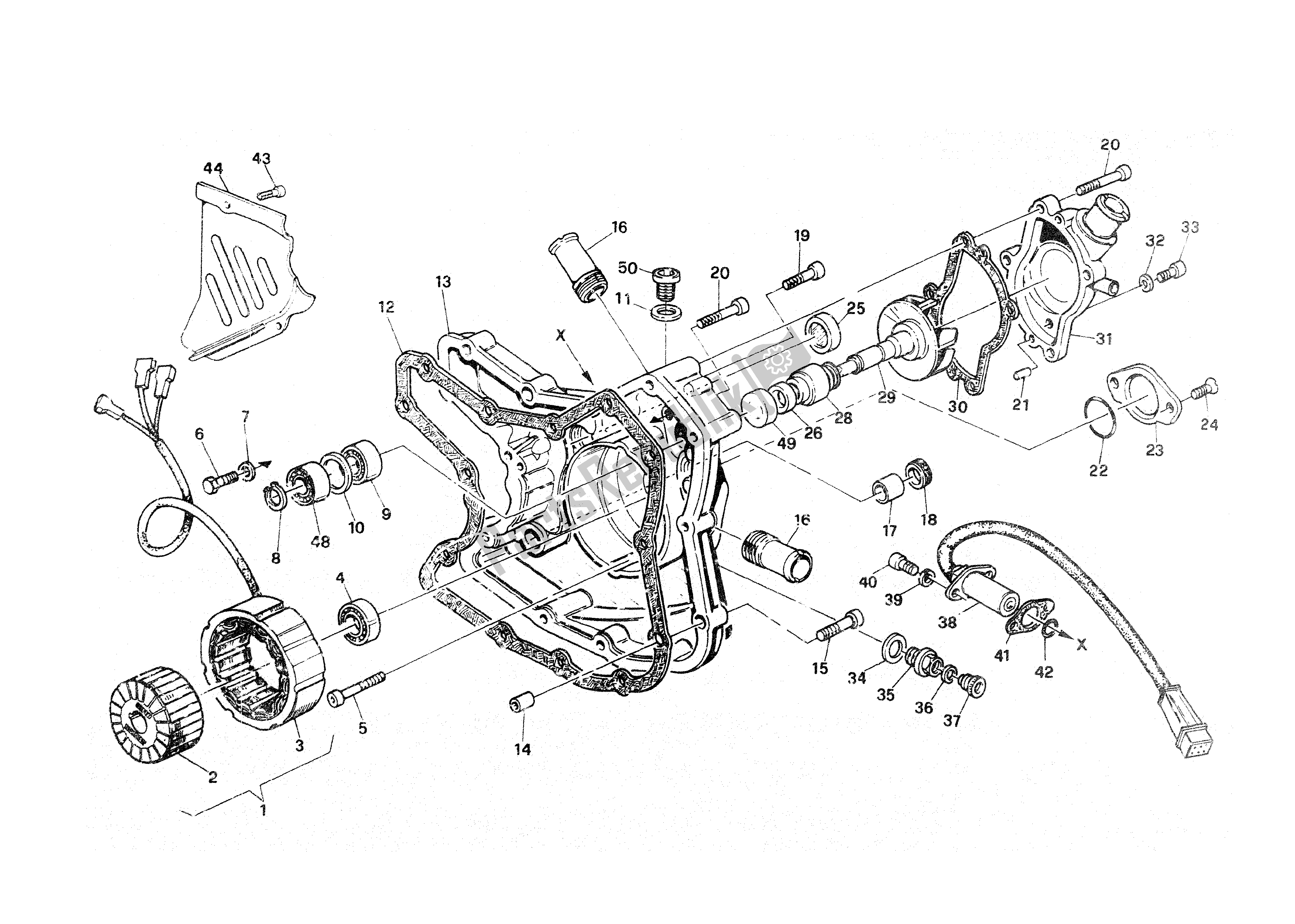 Tutte le parti per il Pompa Acqua - Coperchio Alternatore del Ducati Paso 907 I. E. 1991 - 1993