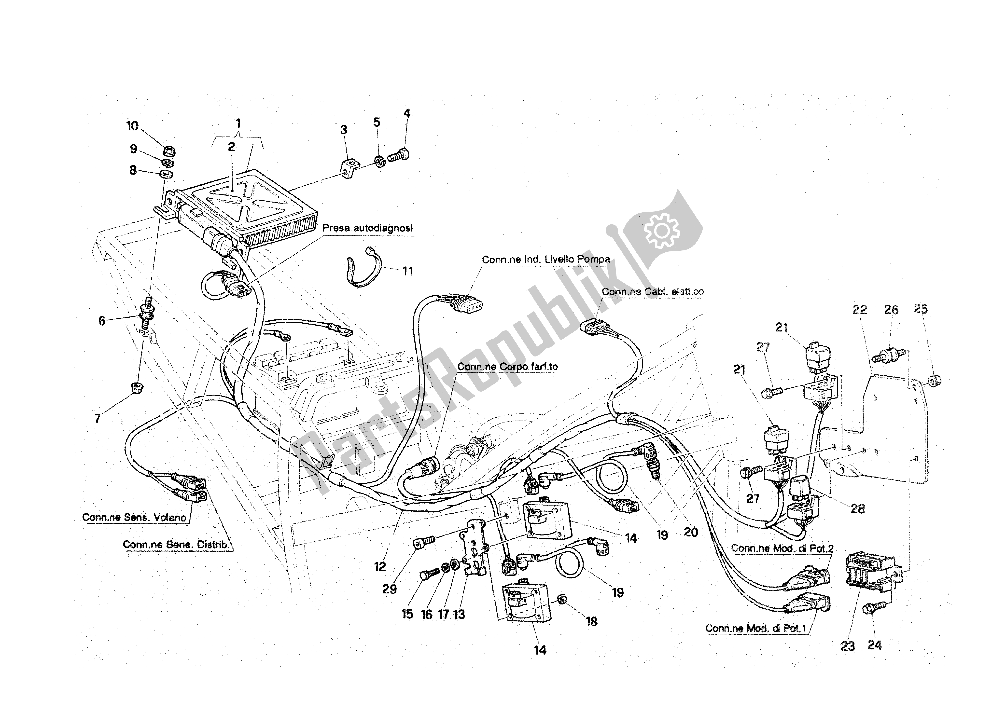 Tutte le parti per il Iniezione Elettronica del Ducati Paso 907 I. E. 1991 - 1993
