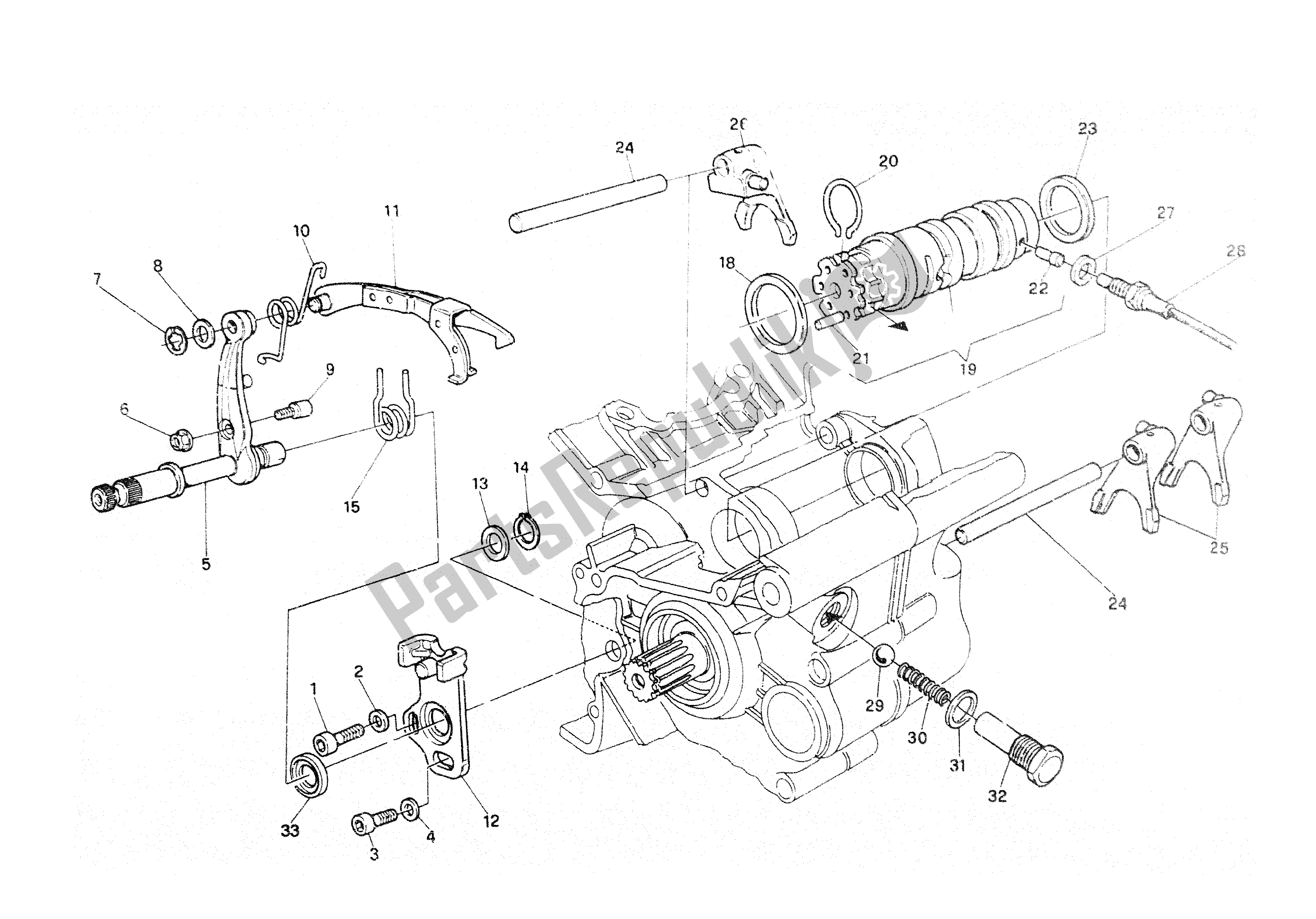 Tutte le parti per il Gearchange del Ducati Paso 907 I. E. 1991 - 1993