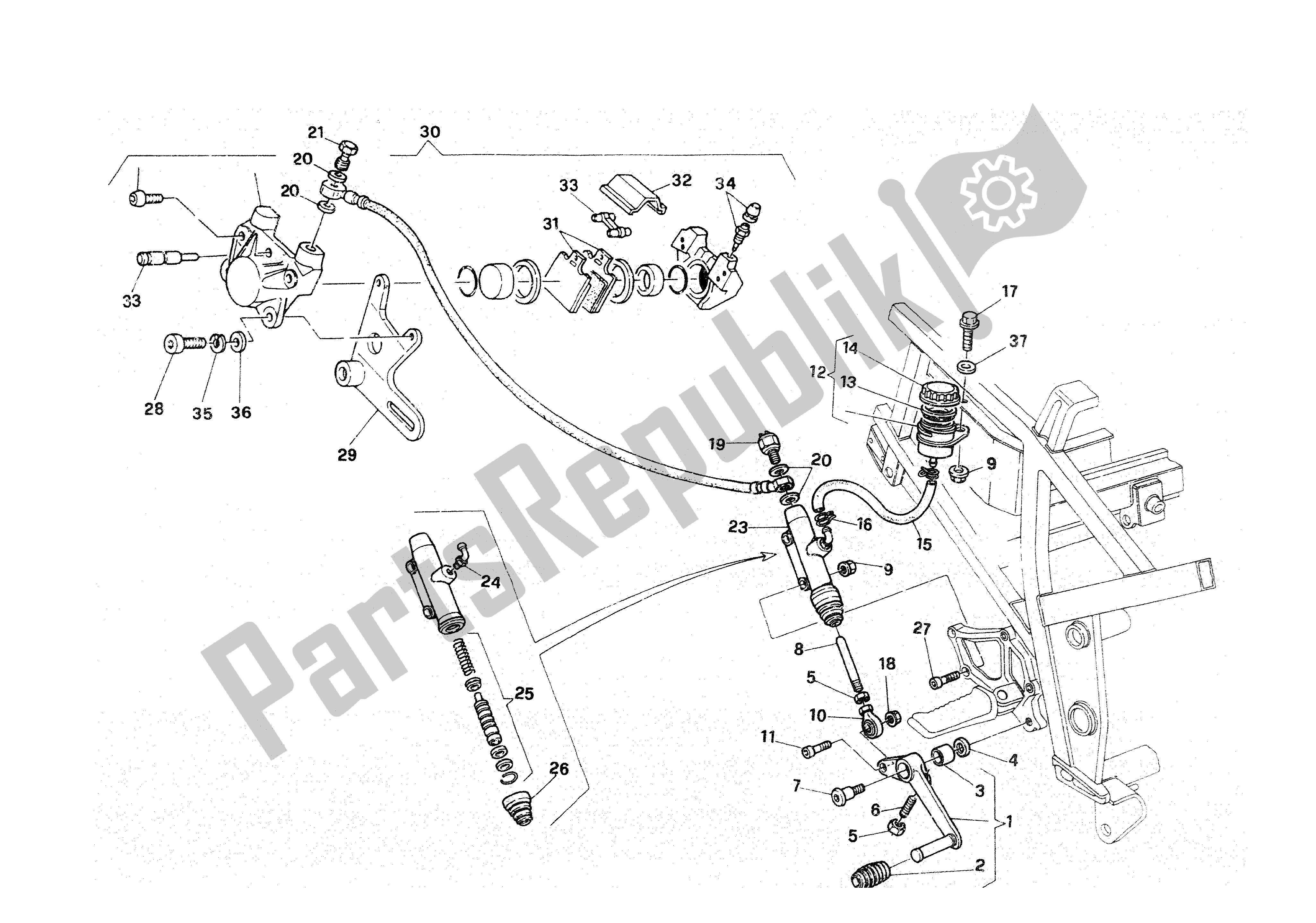 Toutes les pièces pour le Frein Hydraulique Arrière du Ducati Paso 907 I. E. 1991 - 1993