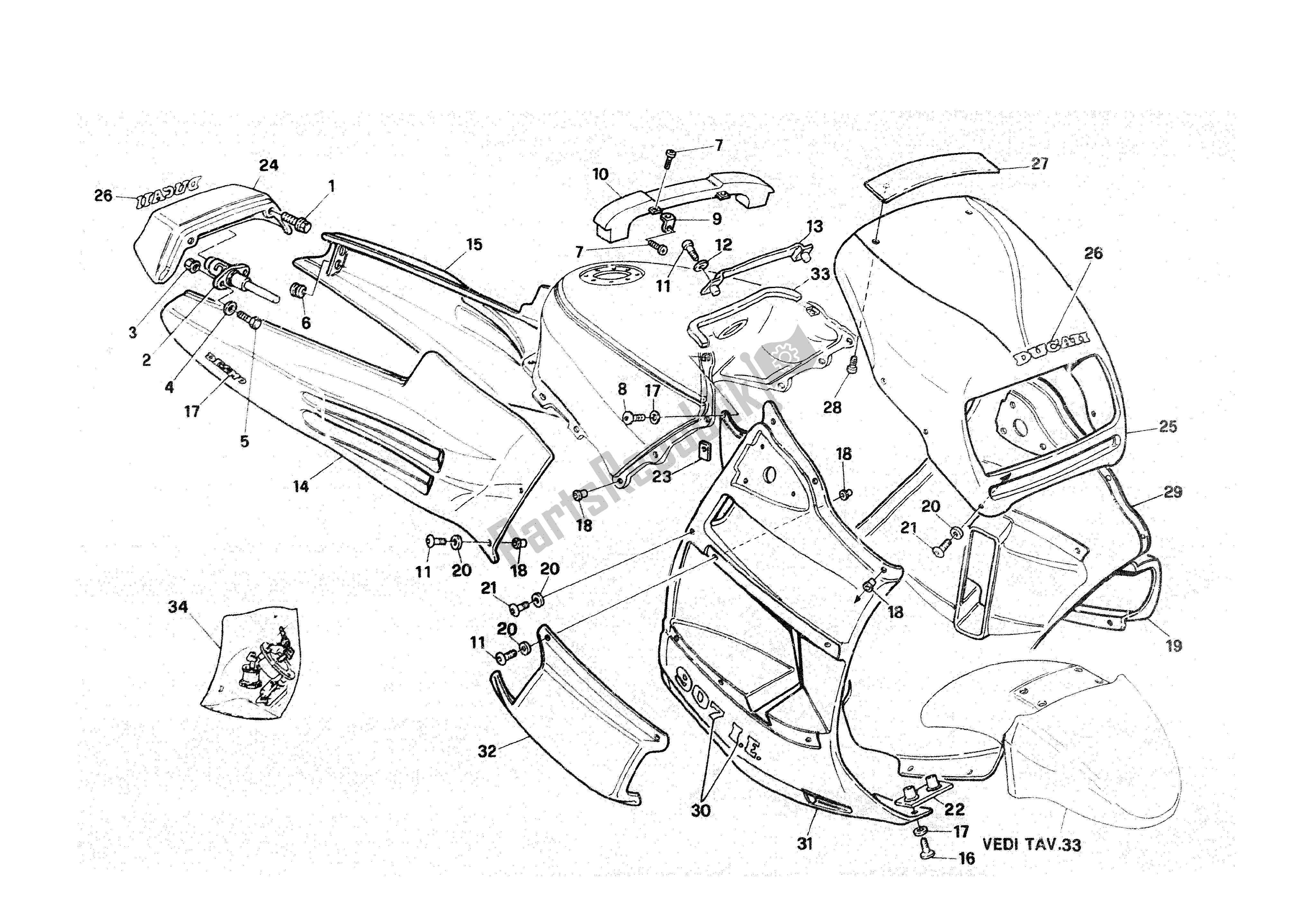 Tutte le parti per il Carenatura del Ducati Paso 907 I. E. 1991 - 1993