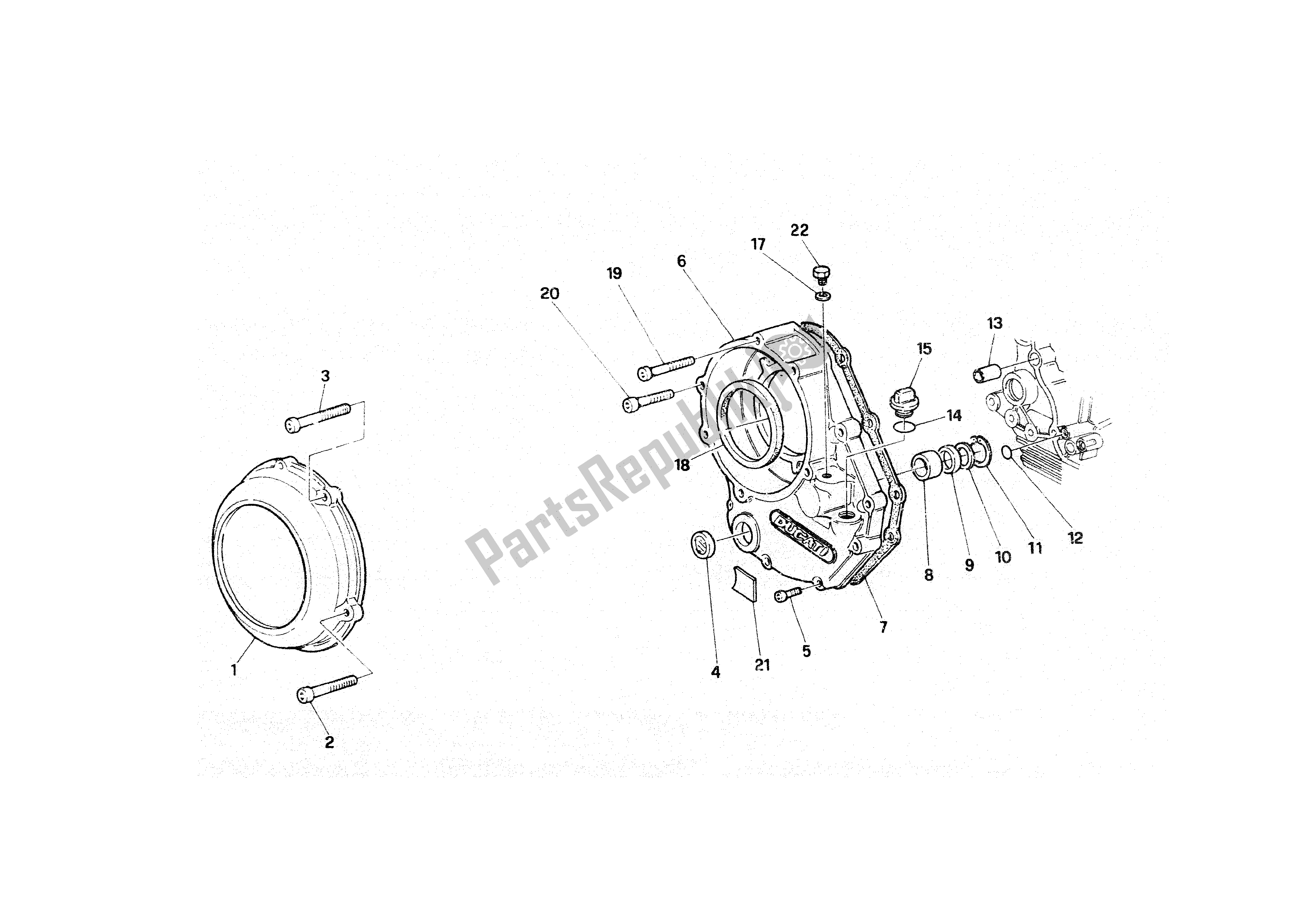 Tutte le parti per il Coperchio Frizione del Ducati Paso 907 I. E. 1991 - 1993