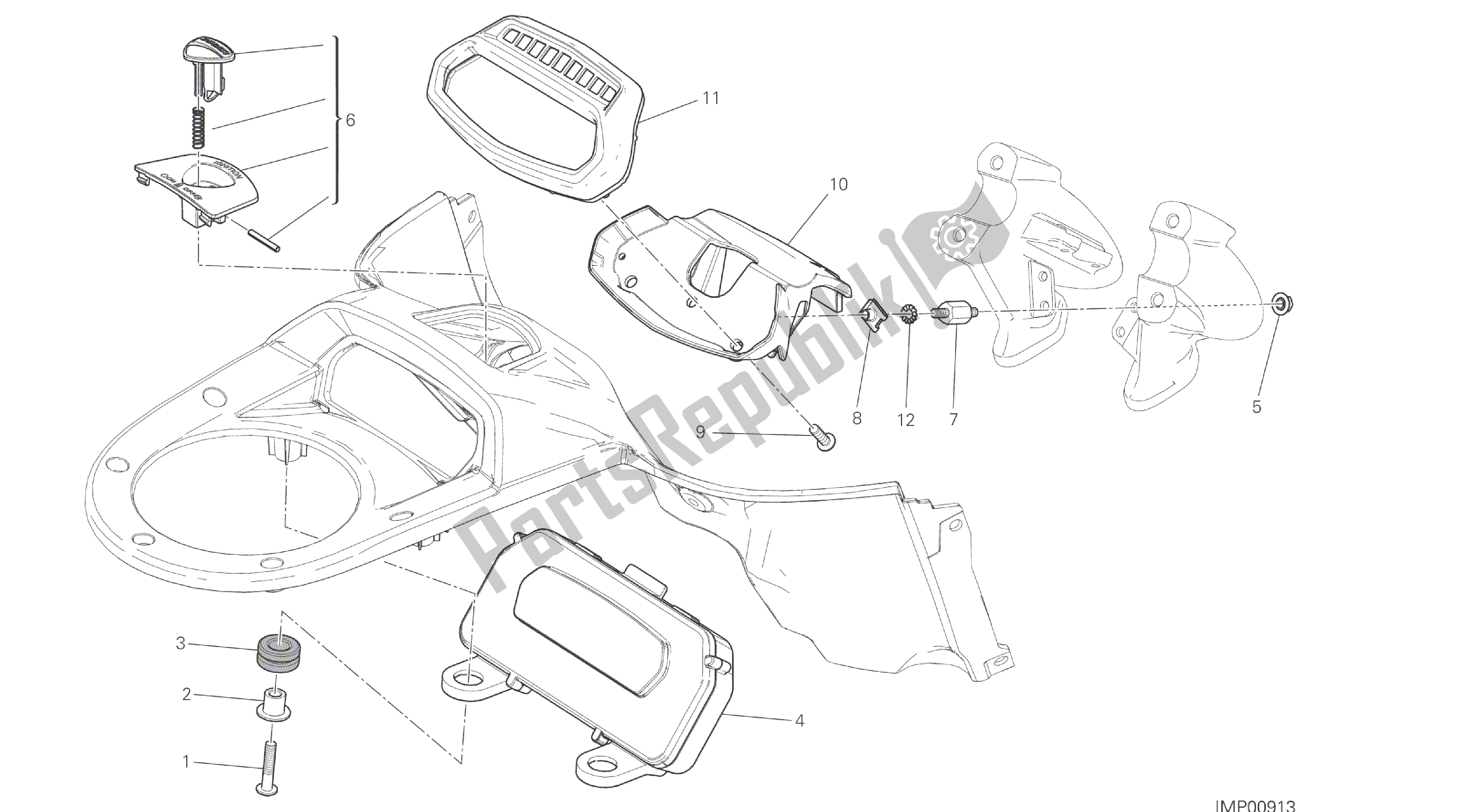 Todas las partes para Dibujo 20a - Cuadro De Instrumentos Del Panel De Instrumentos [mod: Dvl] de Ducati Diavel 1200 2016